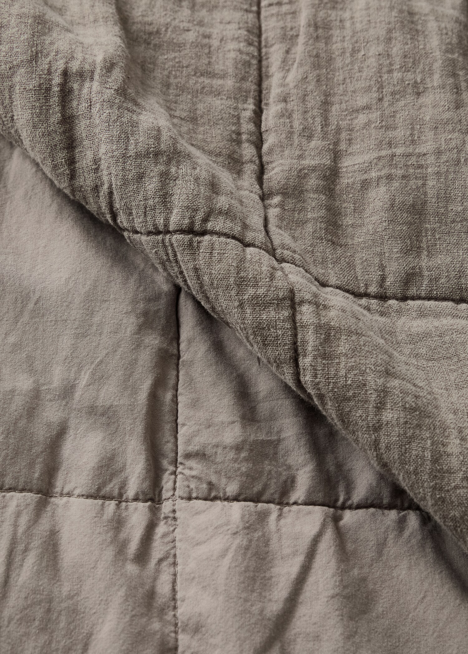 Washed linen large check bedspread for 150/160 cm bed - Details of the article 2