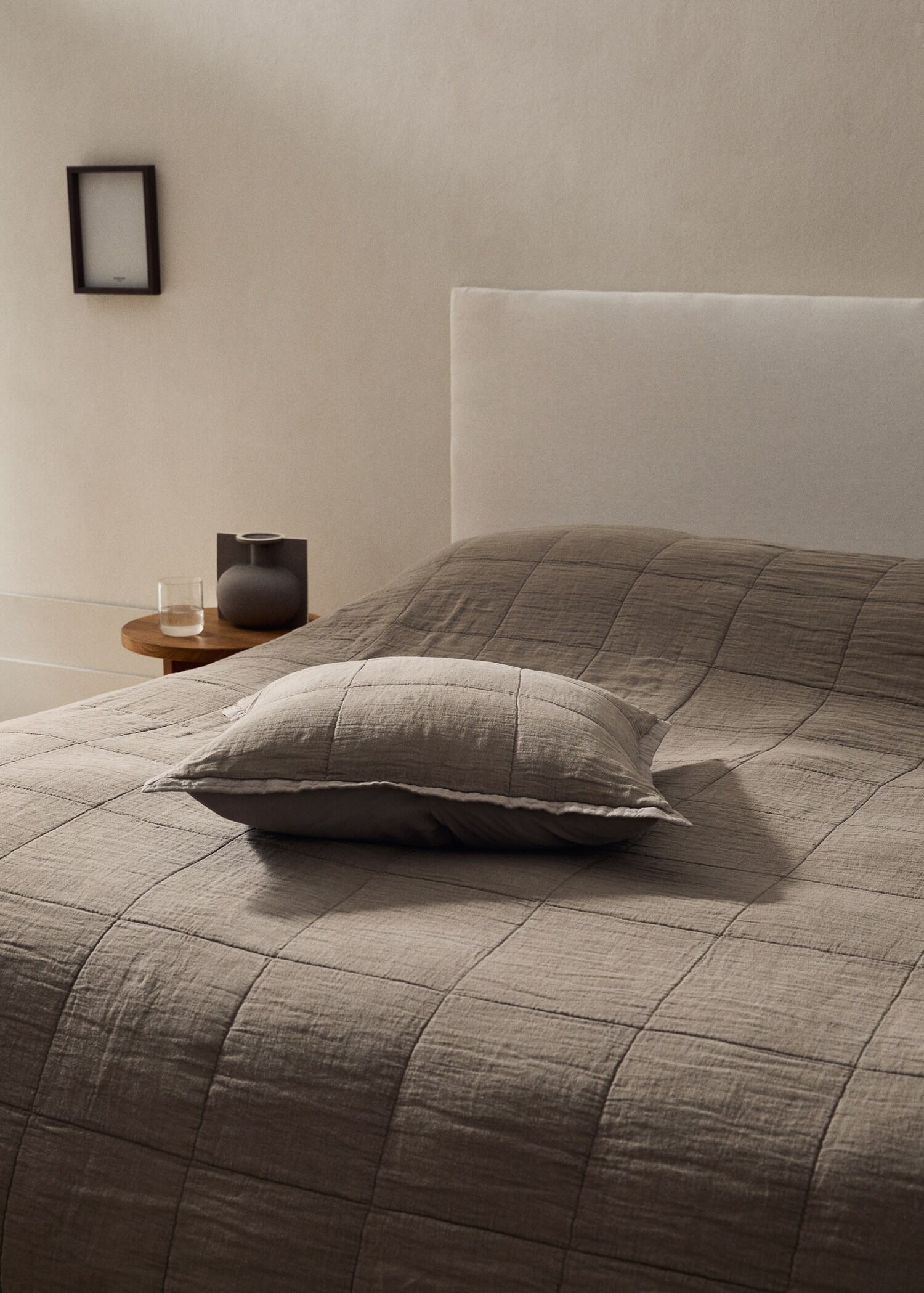 Washed linen large check bedspread for 150/160 cm bed - Details of the article 7