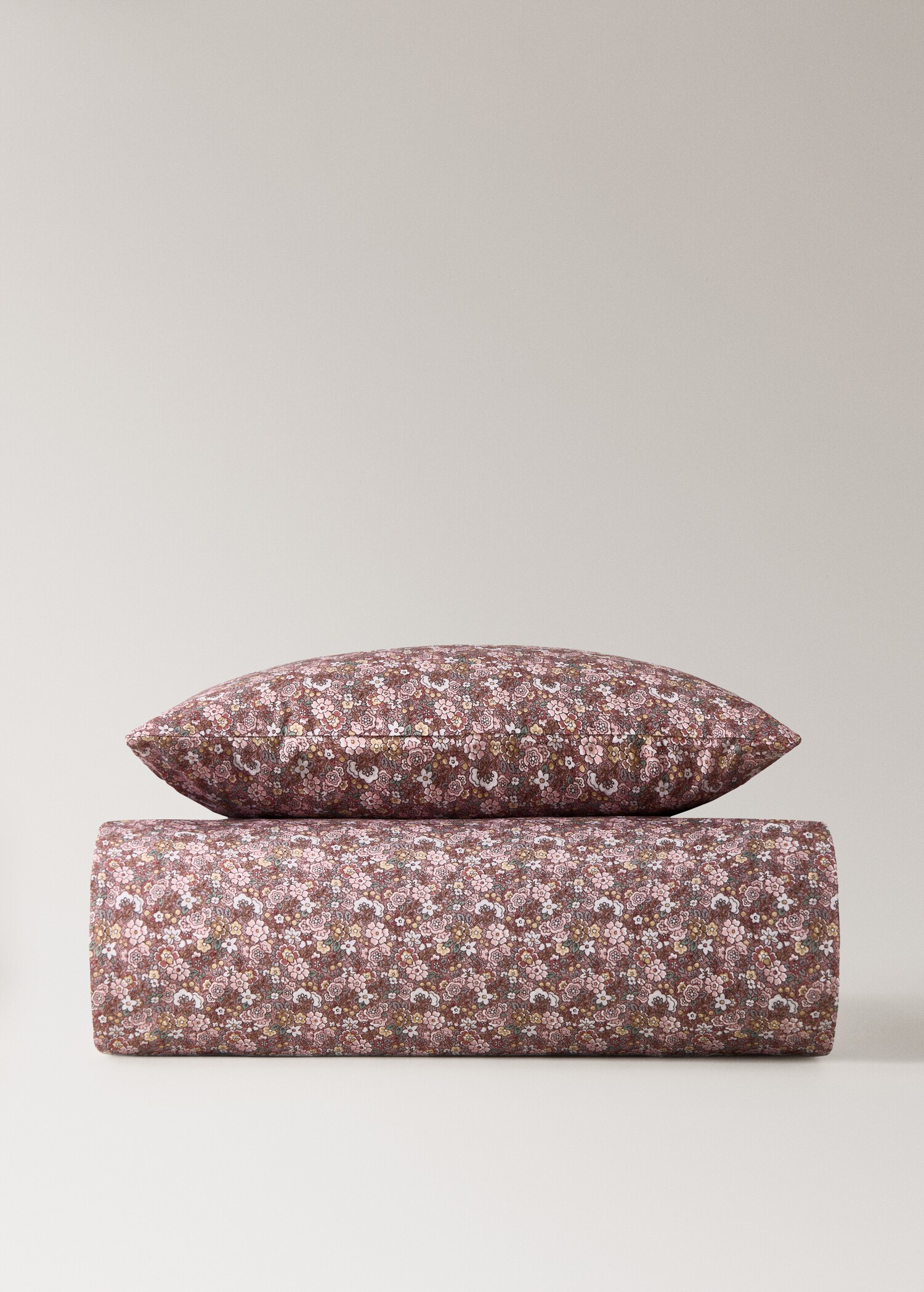 Cot bed duvet cover in small floral printed percale cotton - Article without model