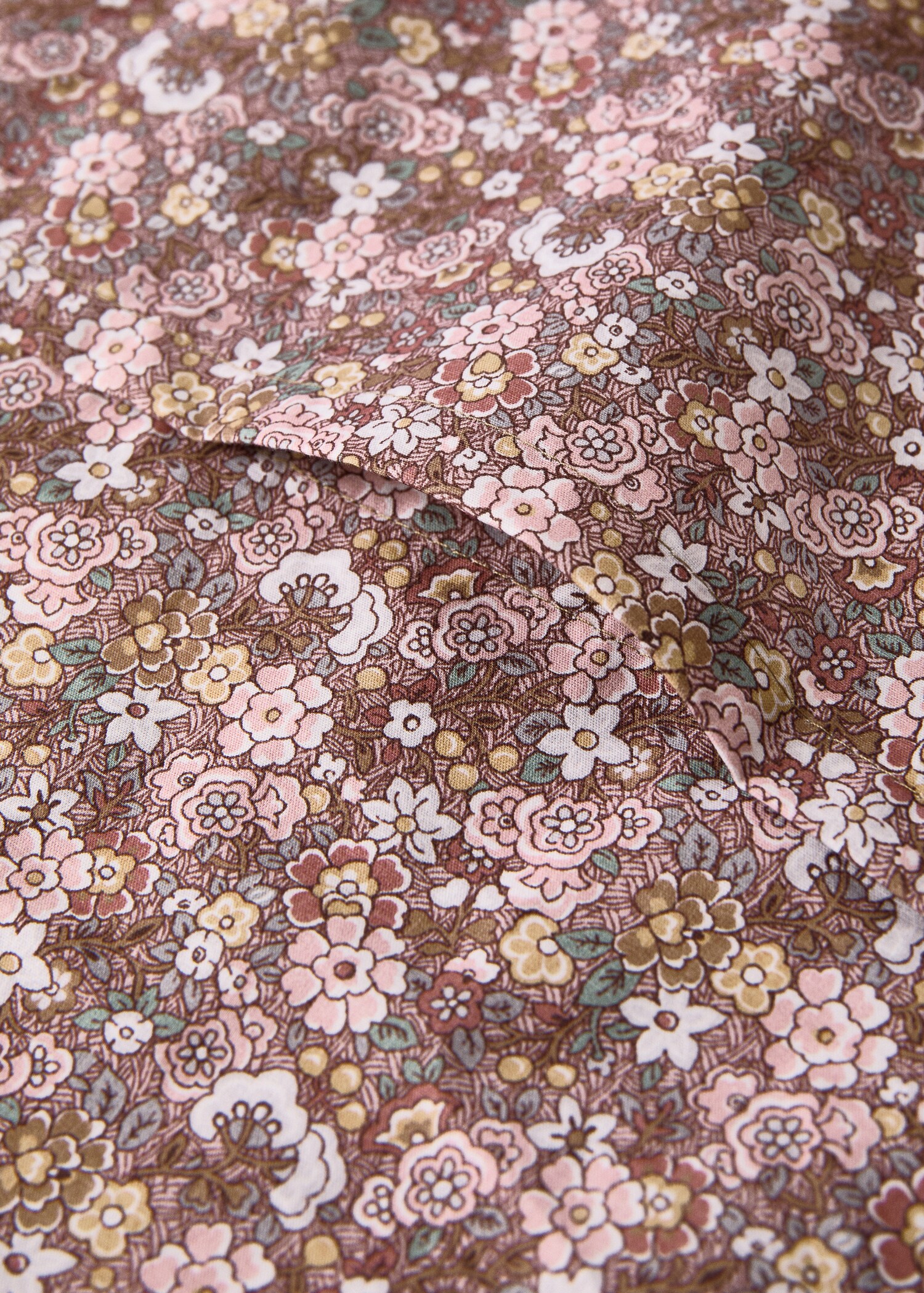 Cot bed duvet cover in small floral printed percale cotton - Details of the article 1
