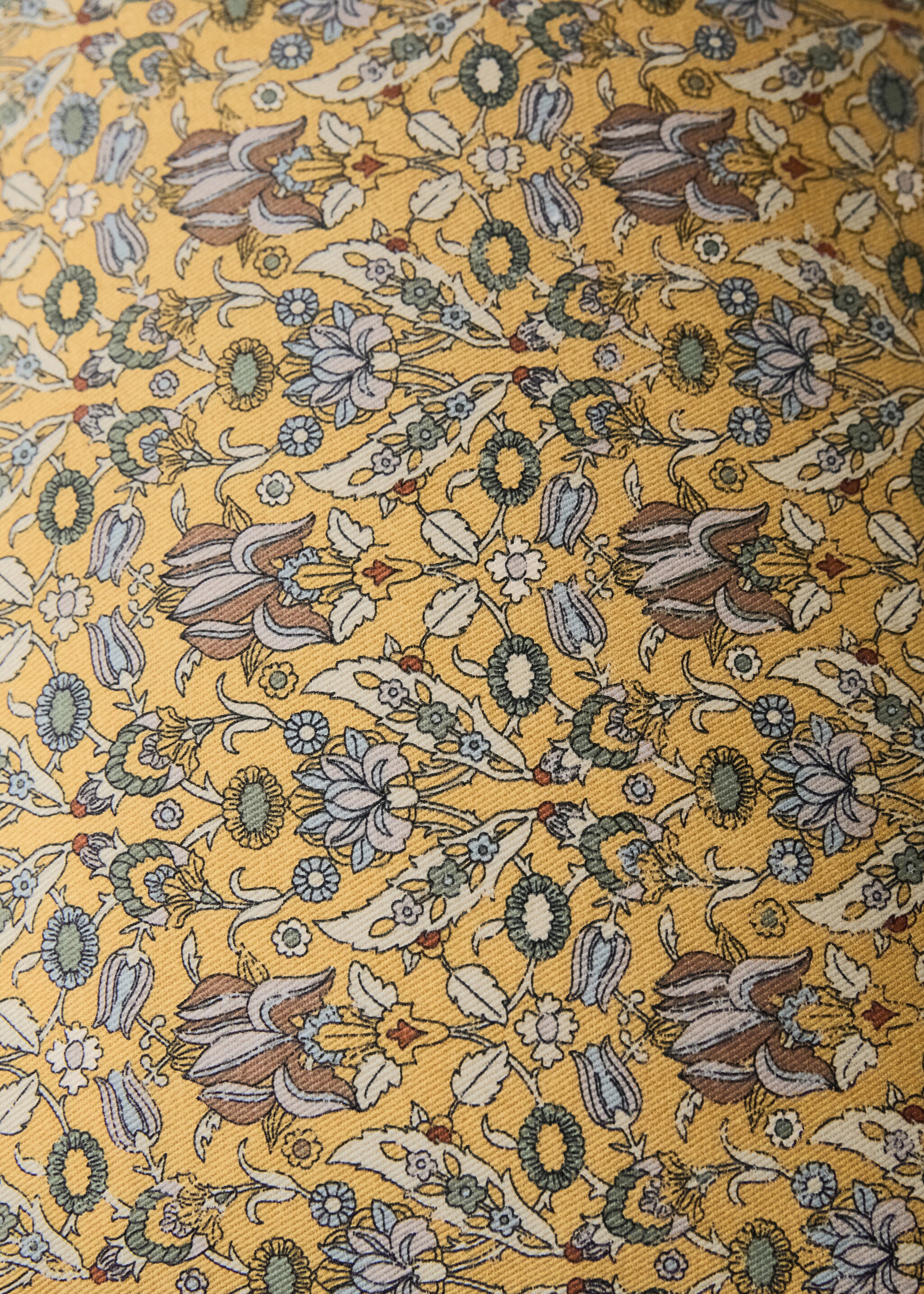 Children's cotton floral-print cushion cover 30x40 cm - Details of the article 3, Yellow. Ref: 17081578-00.