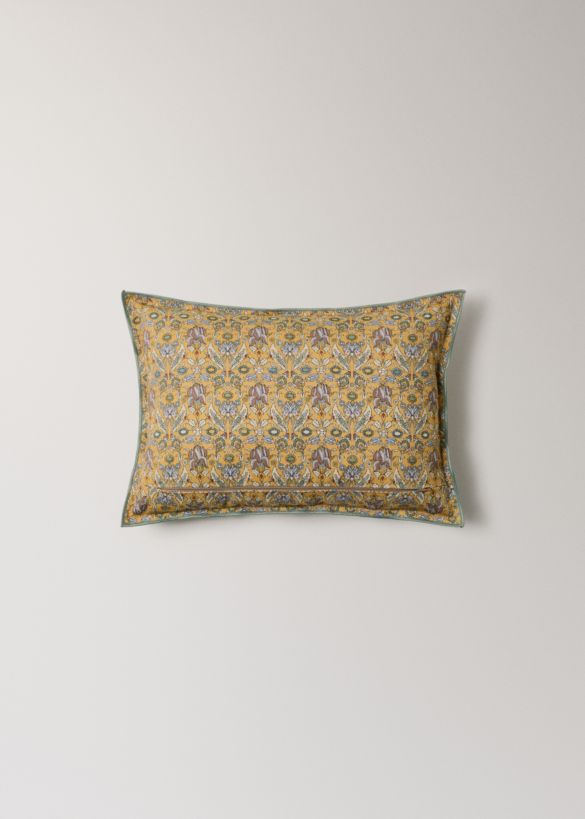 Children's cotton floral-print cushion cover 30x40 cm - Details of the article 4, Yellow. Ref: 17081578-00.