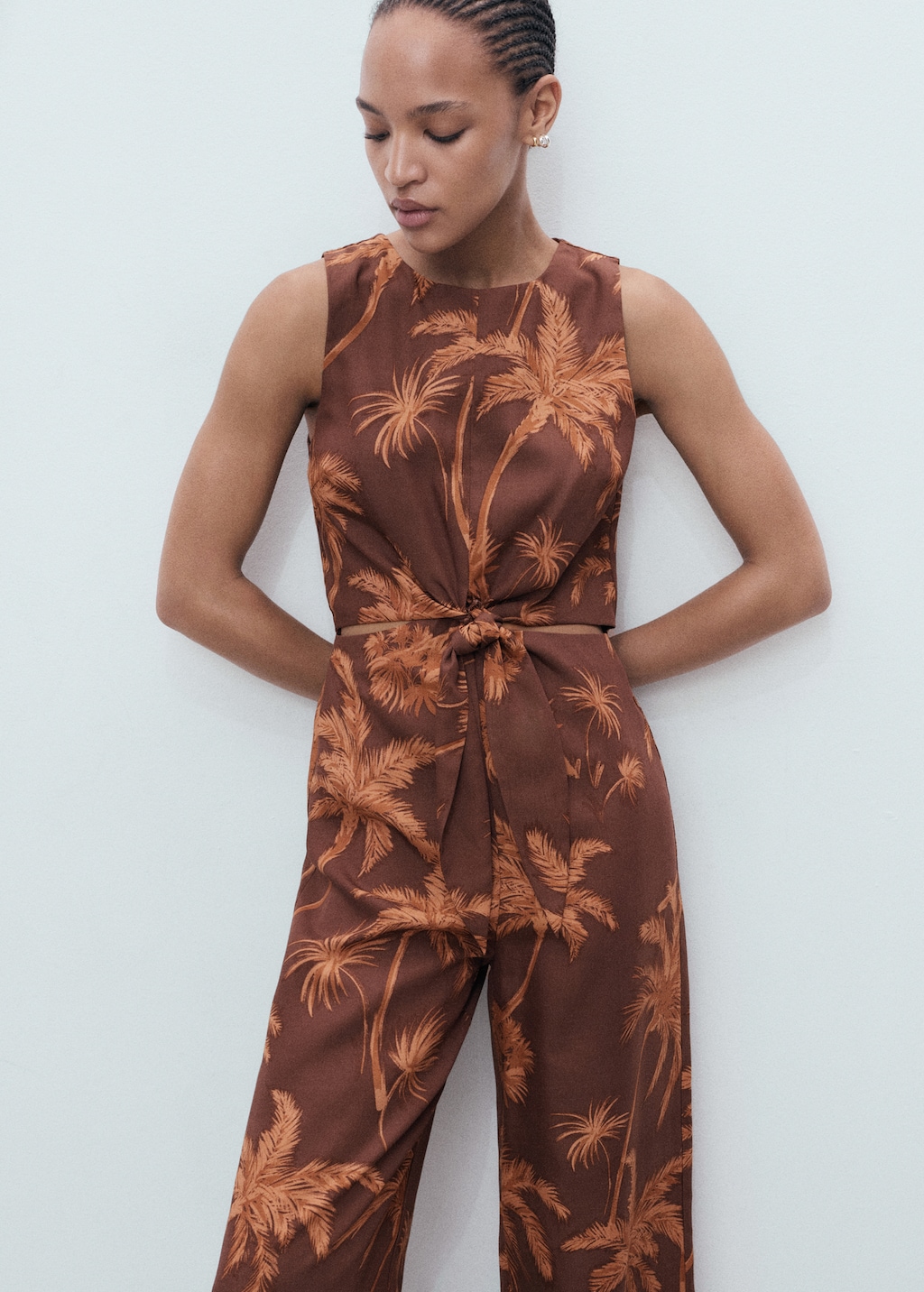 Lyocell jumpsuit with cut-out and knot detail