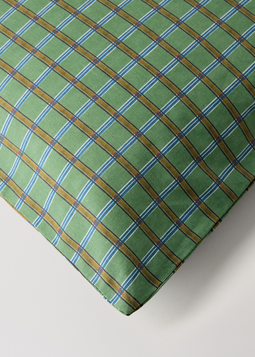 Children's percale cotton reversible duvet cover with checked print for 90 cm bed