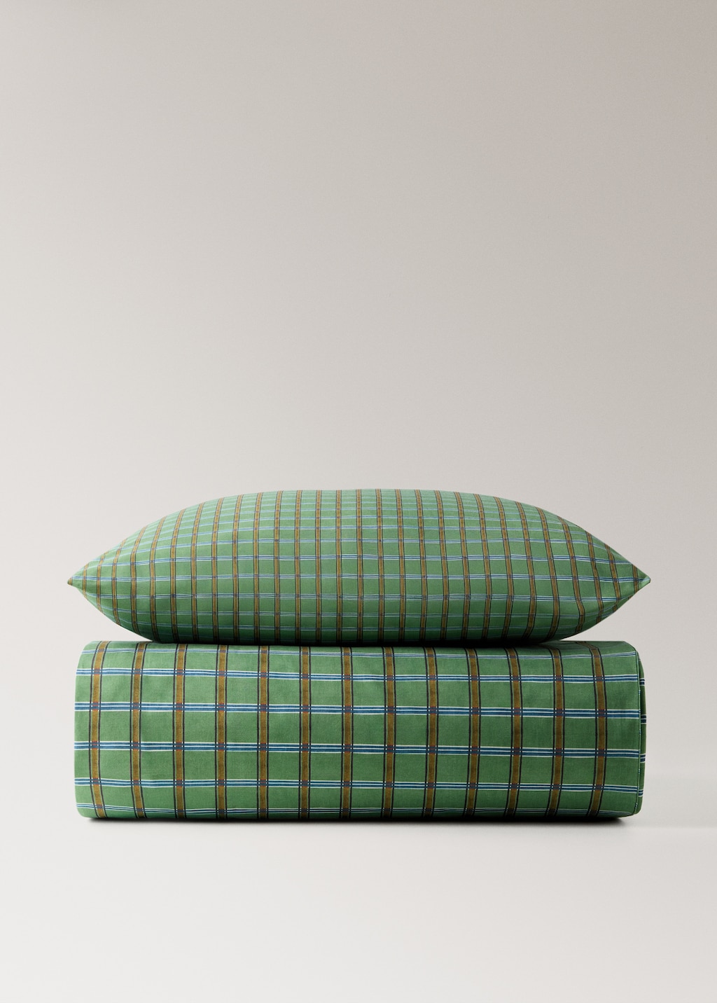 Children's percale cotton reversible duvet cover with checked print for 90 cm bed