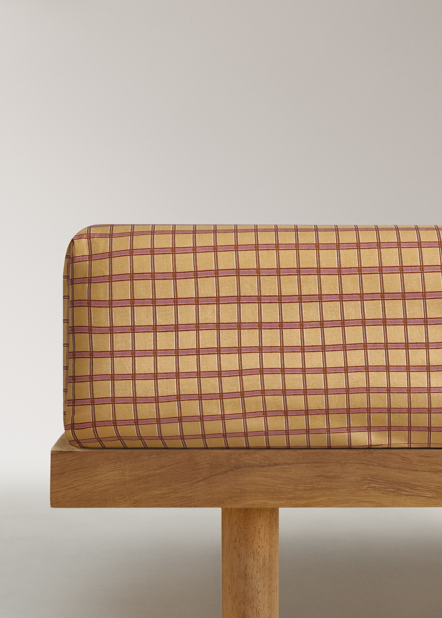Cotton percale fitted sheet, checkered pattern, 90 cm bed - Article without model