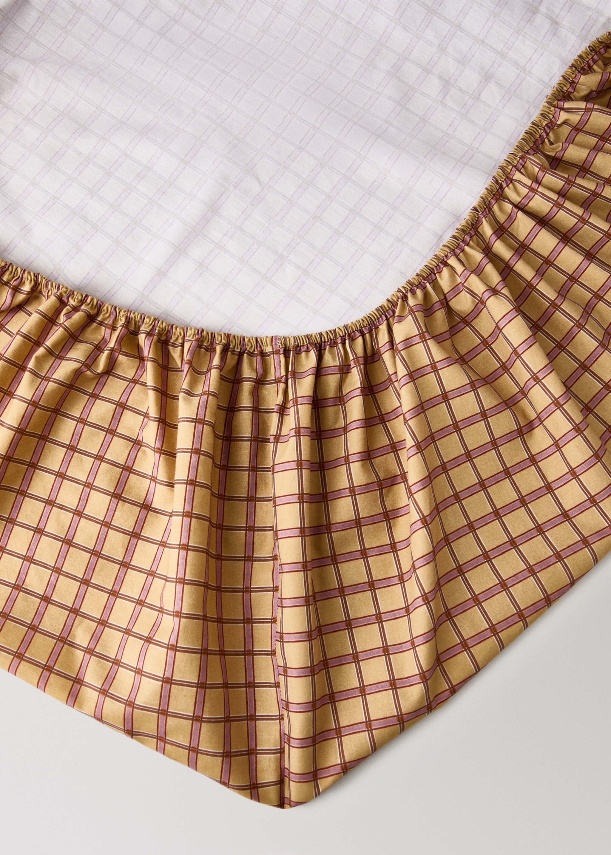 Sábana bajera algodón percal cuadros cama 90 cm - Detalle del artículo 1, Mostaza. Ref: 17082037-00.