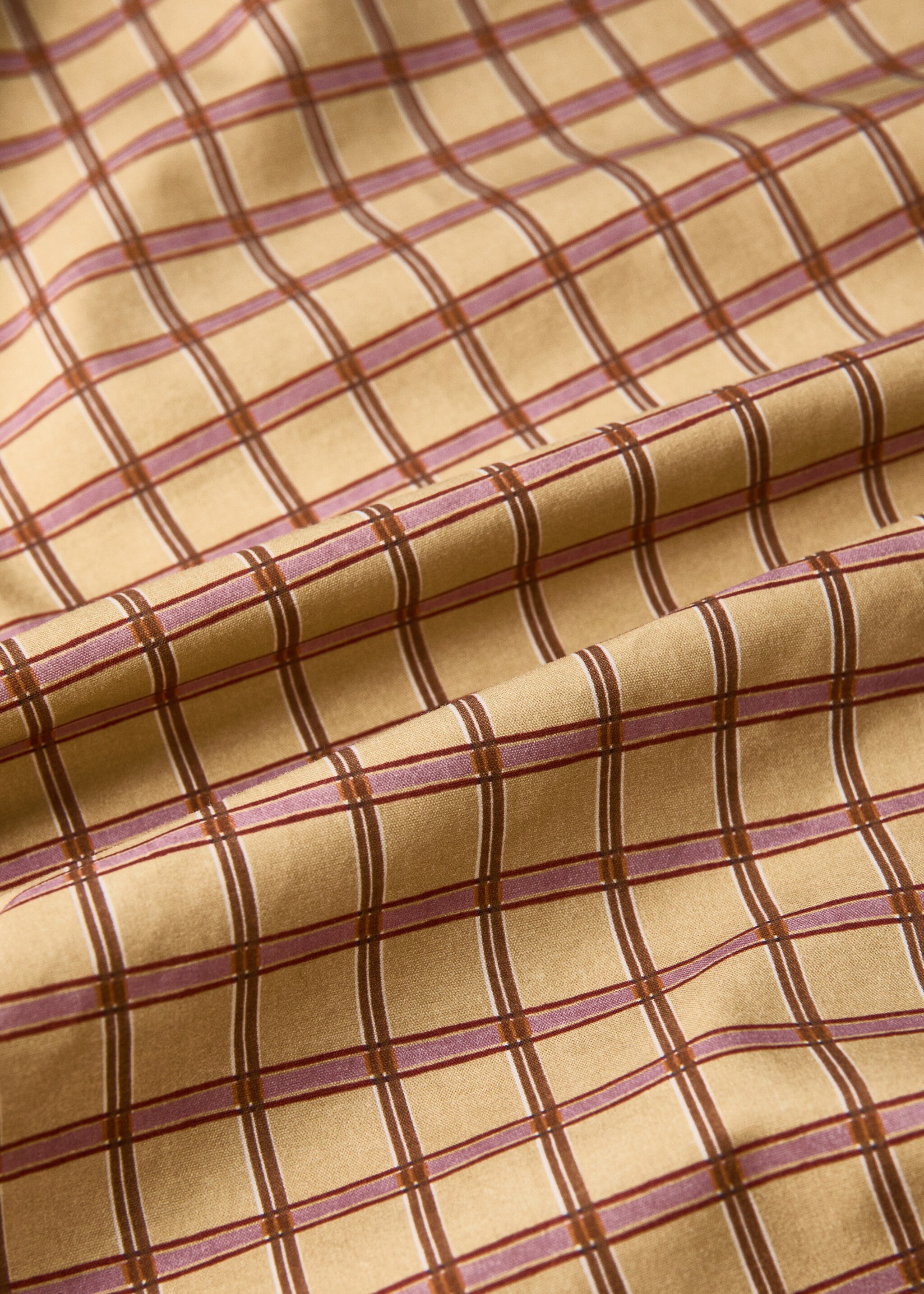 Sábana bajera algodón percal cuadros cama 90 cm - Detalle del artículo 2, Mostaza. Ref: 17082037-00.