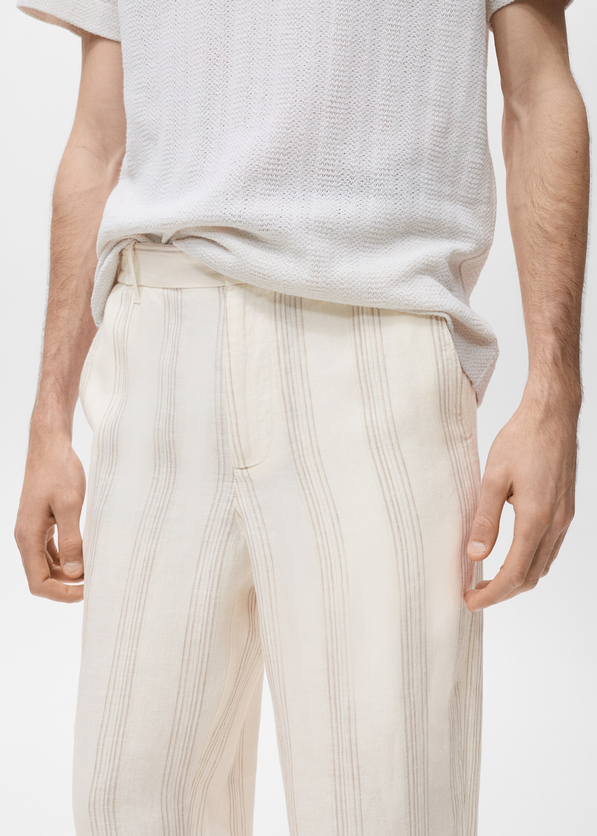 100% linen trousers with elastic waistband - Details of the article 1
