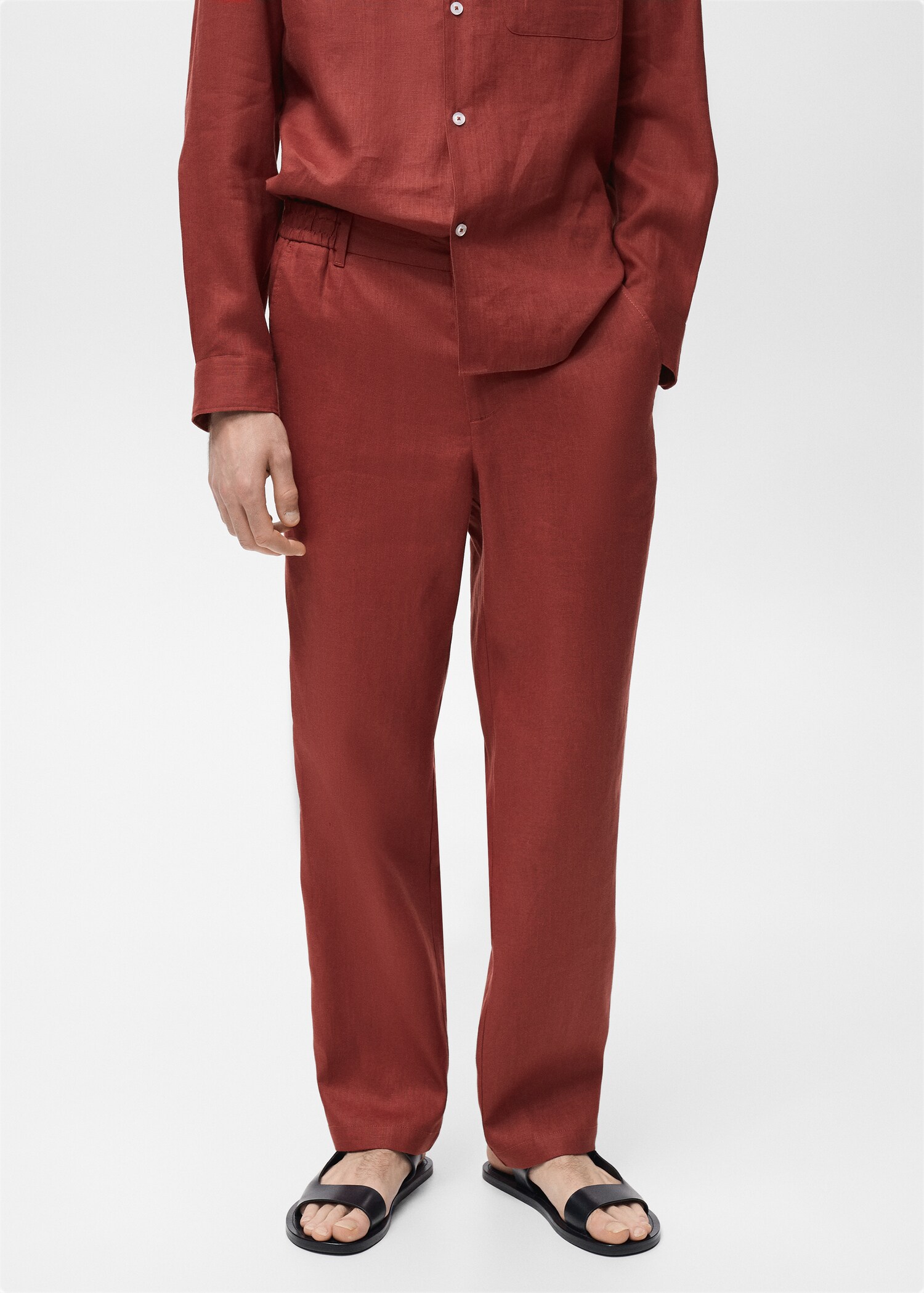 Pantalón 100% lino cintura elástica - Plano medio
