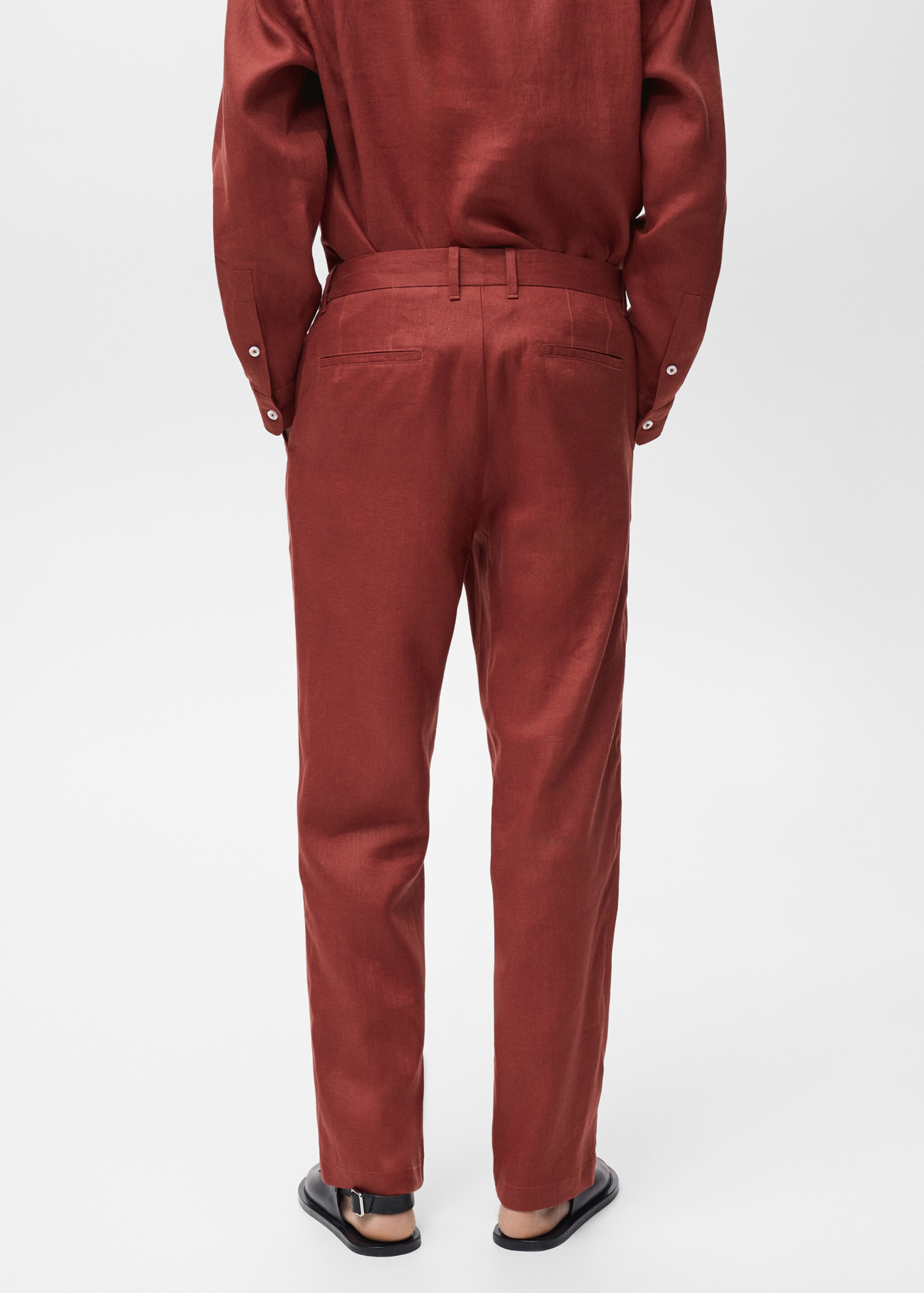 100% linen trousers with elastic waistband - Reverse of the article