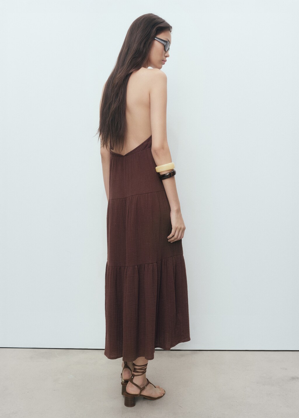 V-neck cotton dress - image 3
