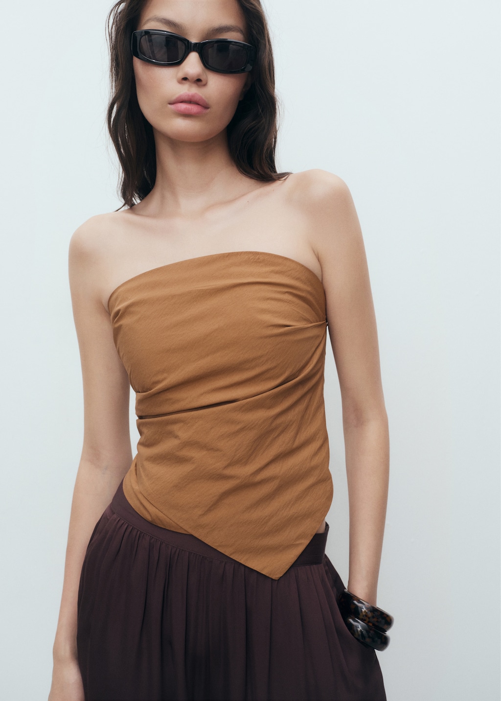Mango Asymmetrical strapless top thumbnail