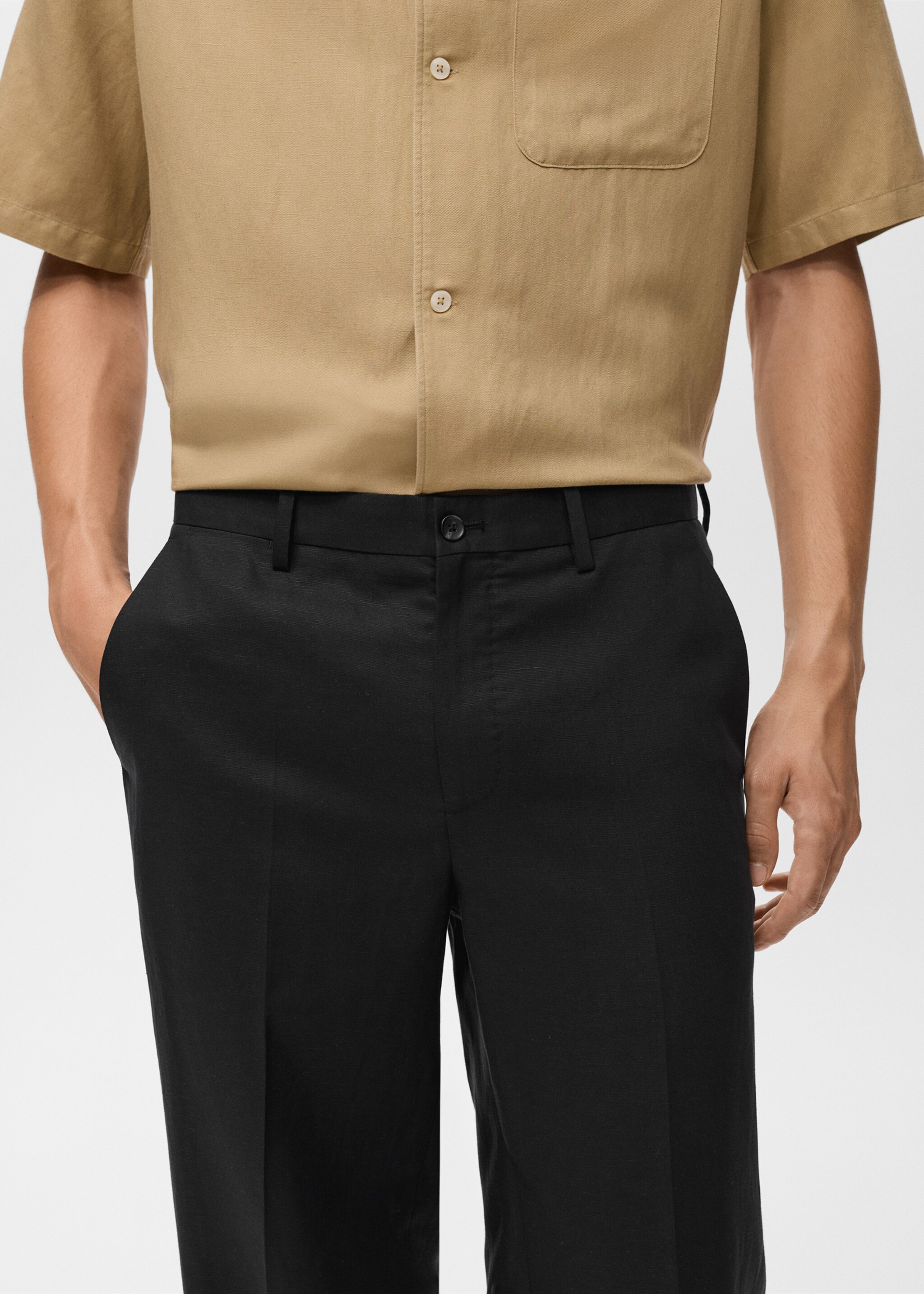 Straight-leg trousers in a linen and lyocell blend - Details of the article 1