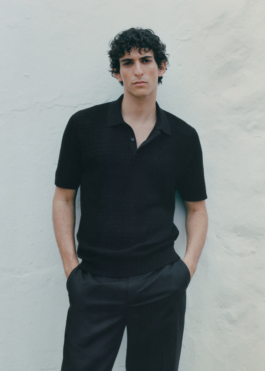 Fine-knit cotton polo shirt