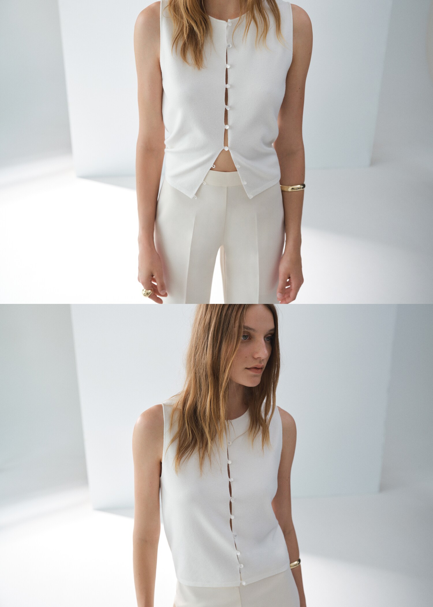 Fine-knit waistcoat with buttons - Details of the article 6