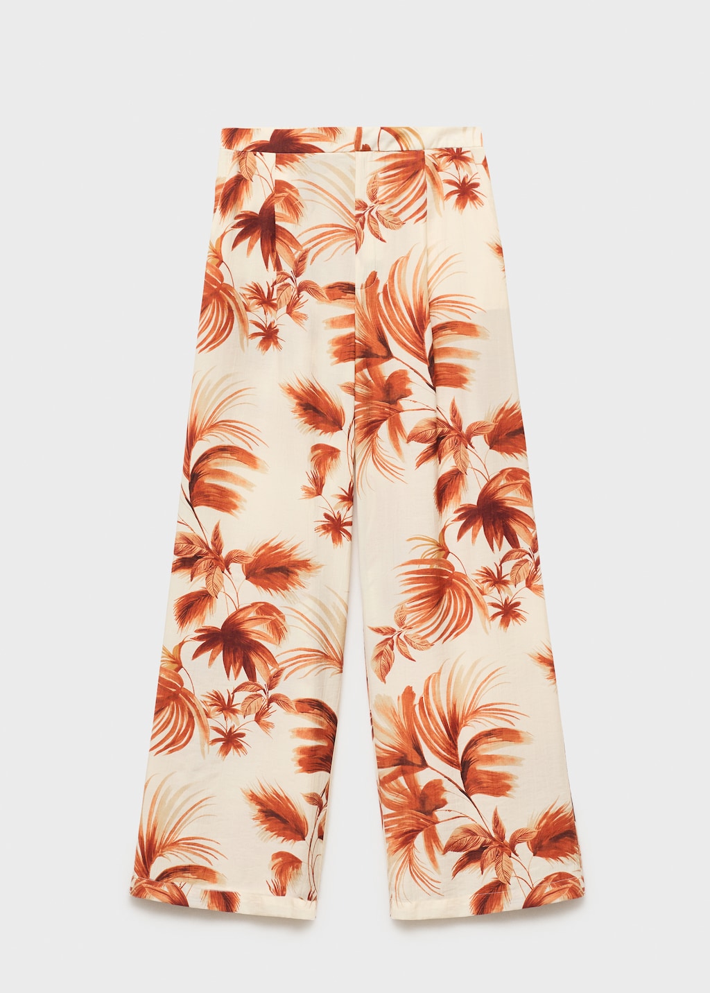 Straight-leg pants with palm tree print