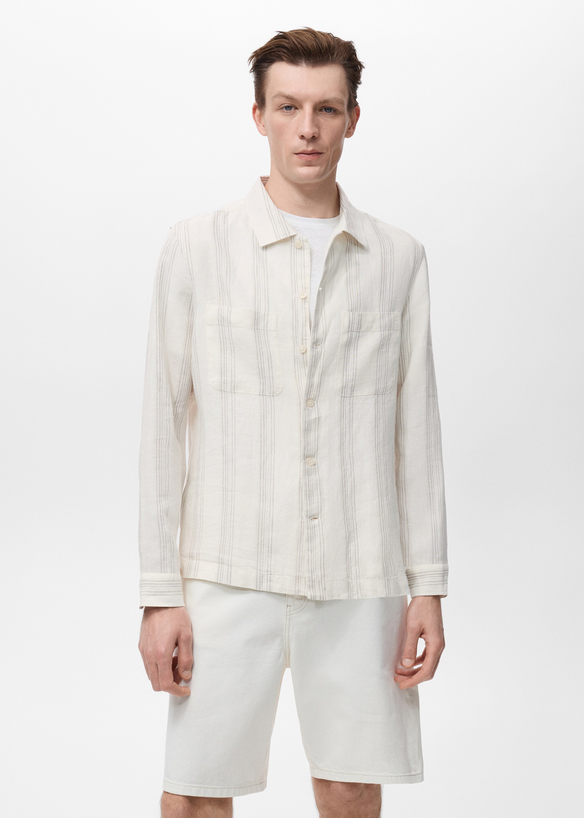 Striped linen overshirt - Medium plane