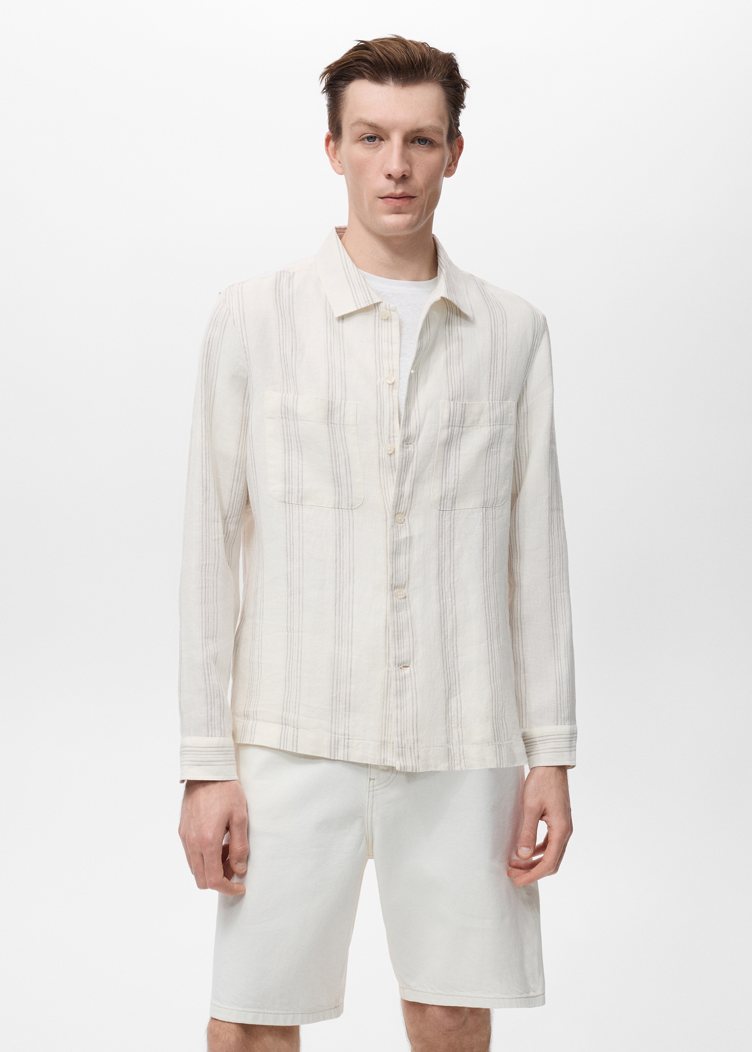 Striped linen overshirt - Medium plane