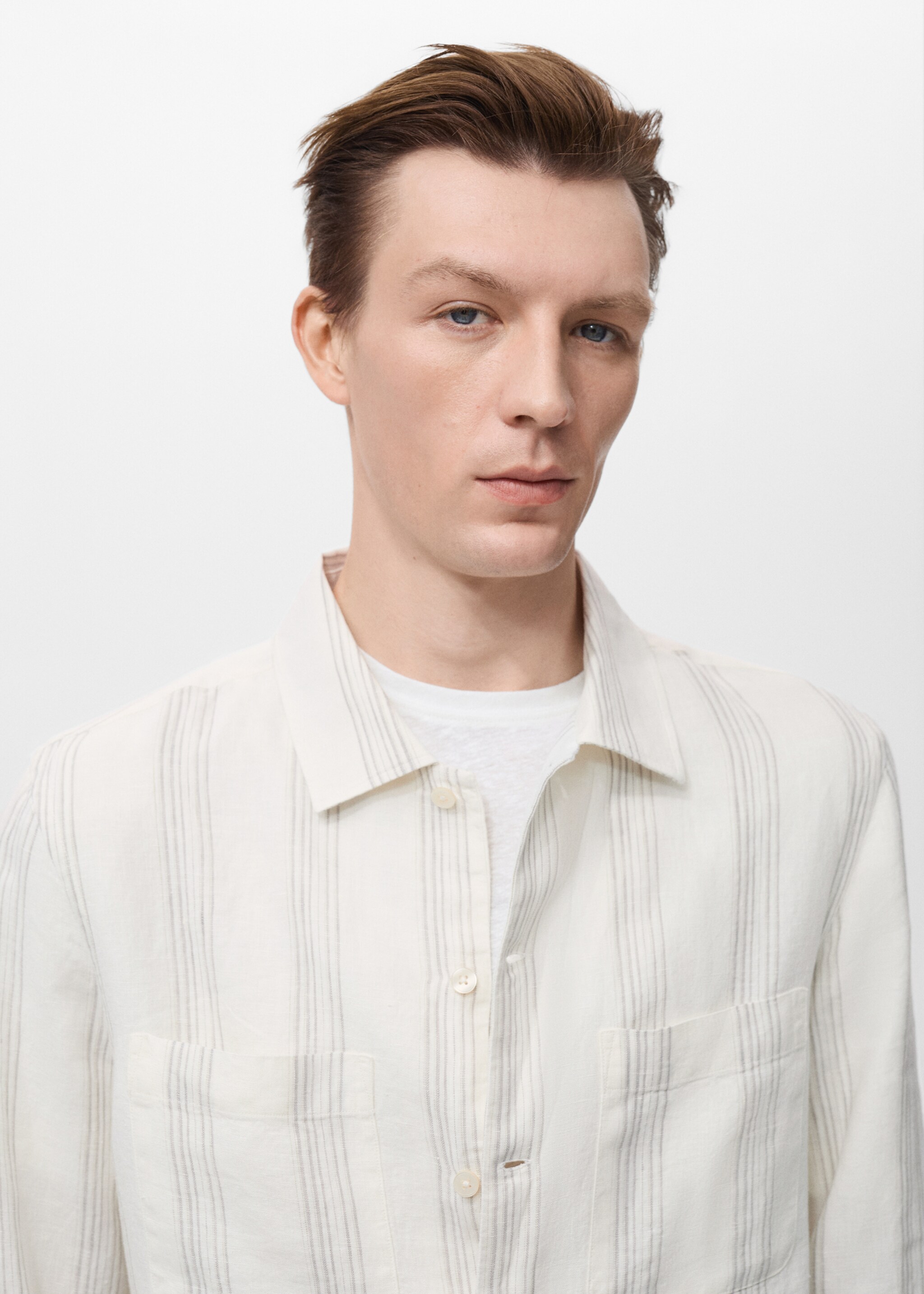 Striped linen overshirt - Details of the article 1