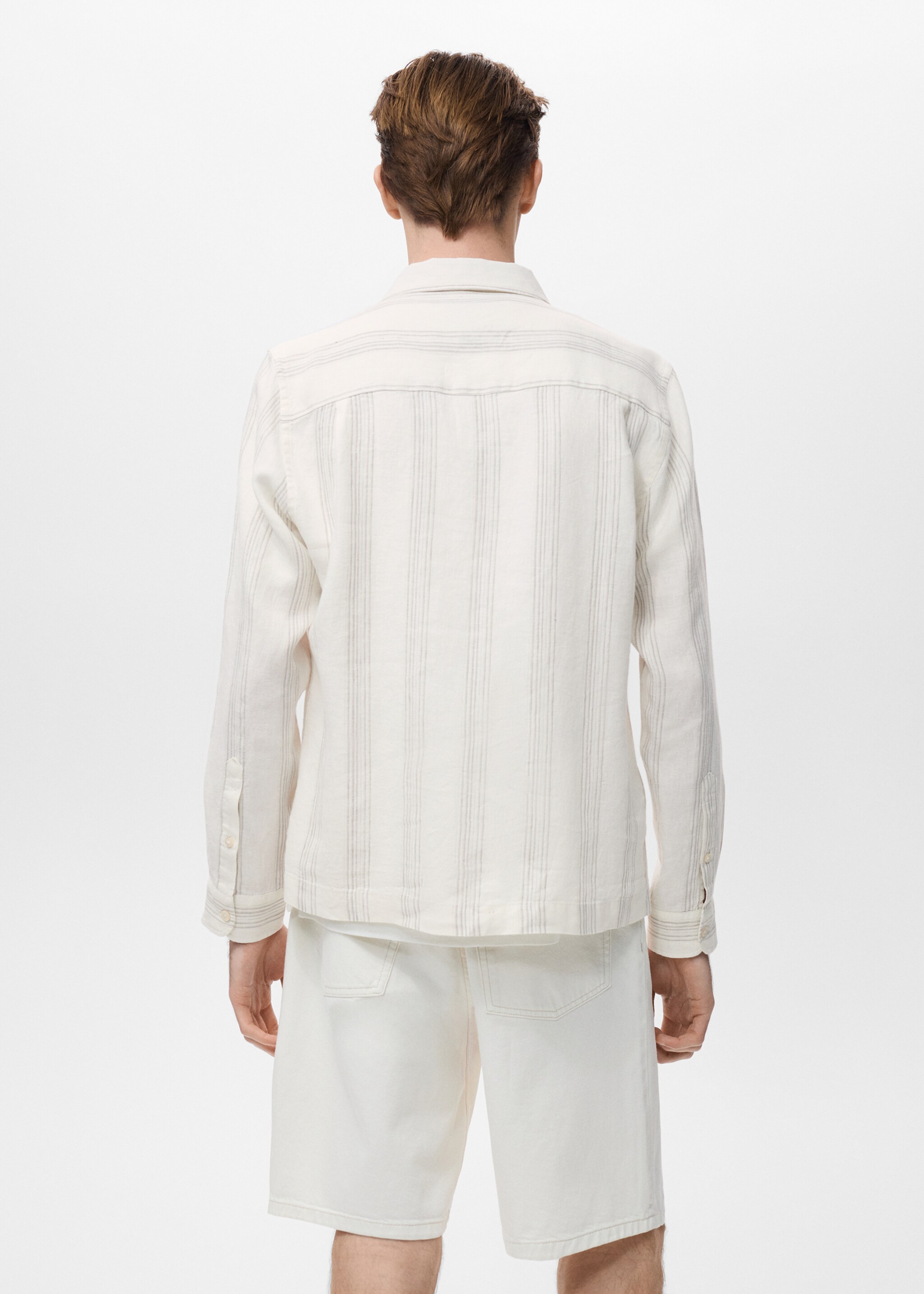 Striped linen overshirt - Reverse of the article