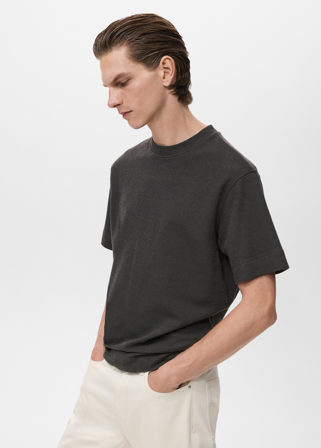 Textured cotton T-shirt
