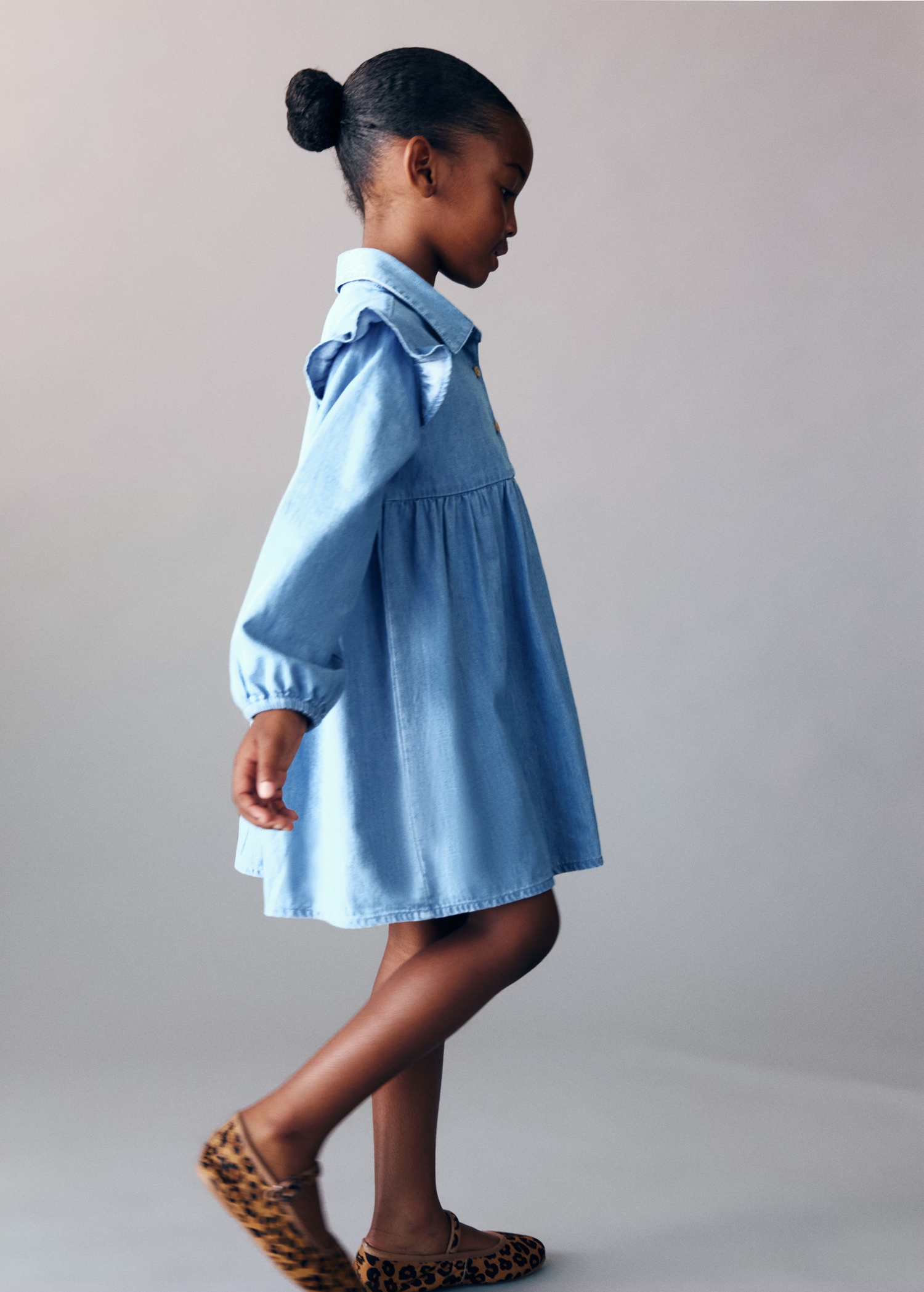 Ruffled denim dress Kids MANGO Philippines - Main Image