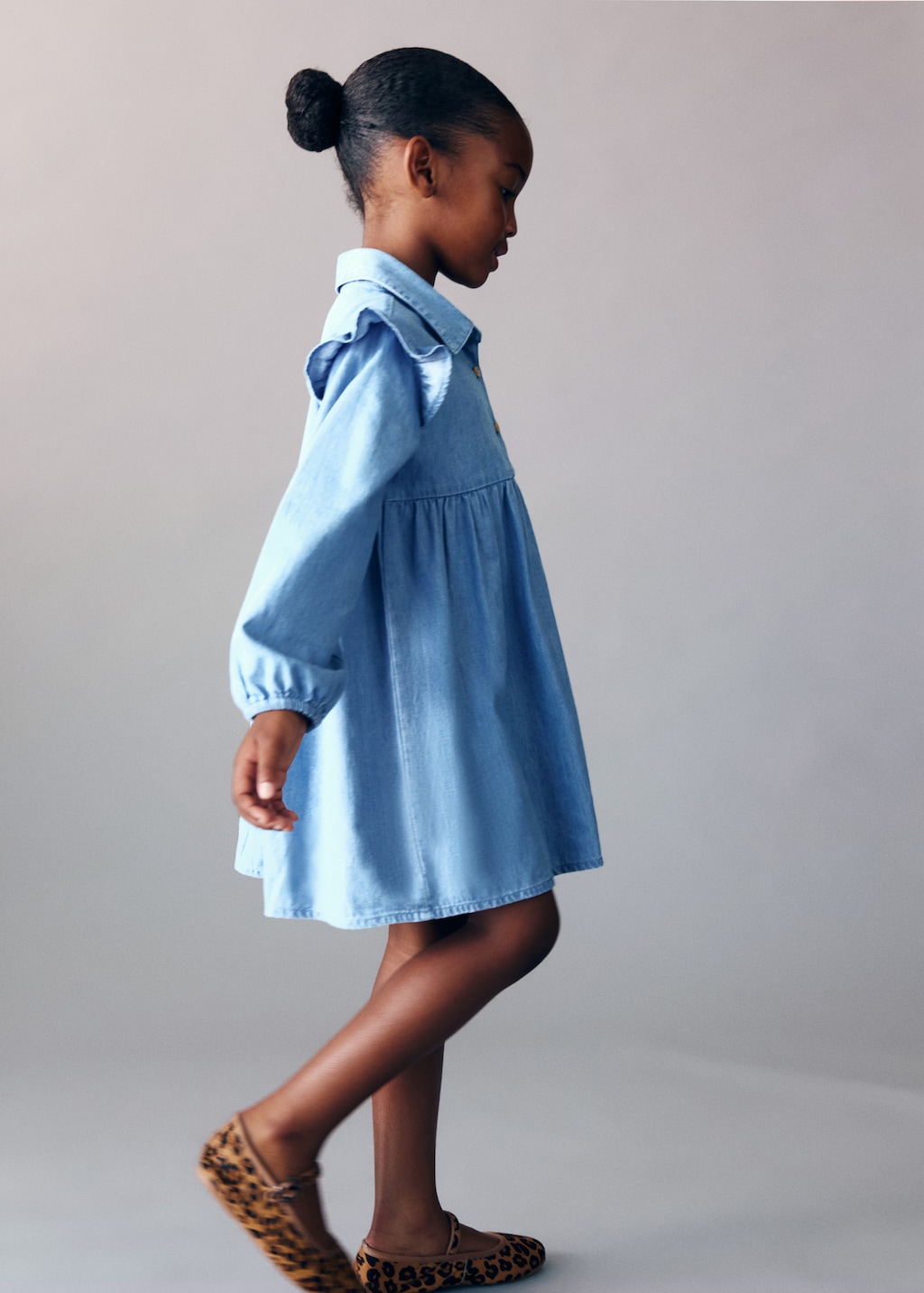 Ruffled denim dress