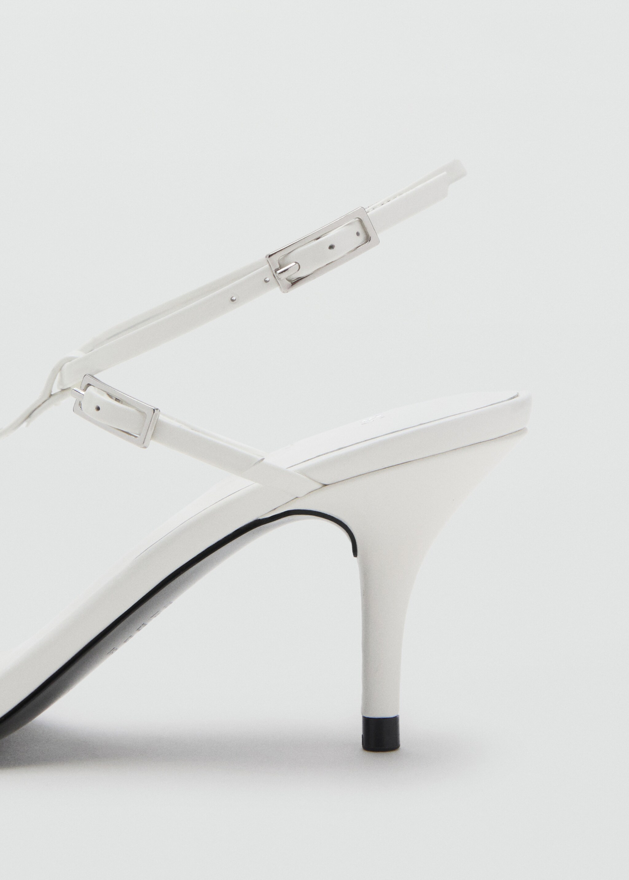 Leather heeled sandals with buckles - Details of the article 1, White. Ref: 17083308-00.