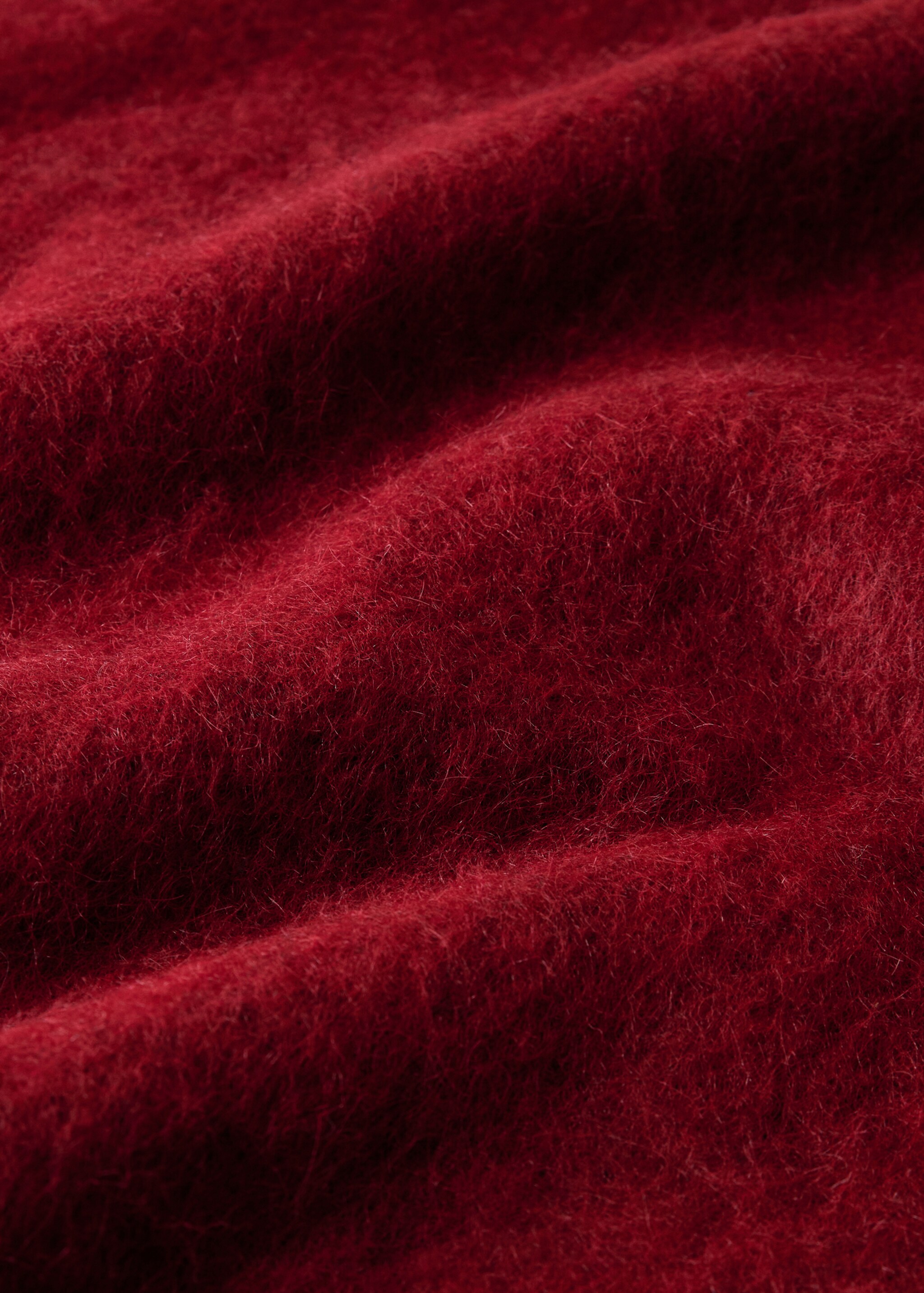 Carded wool blend melange throw - Details of the article 2, Red. Ref: 17083316-00.