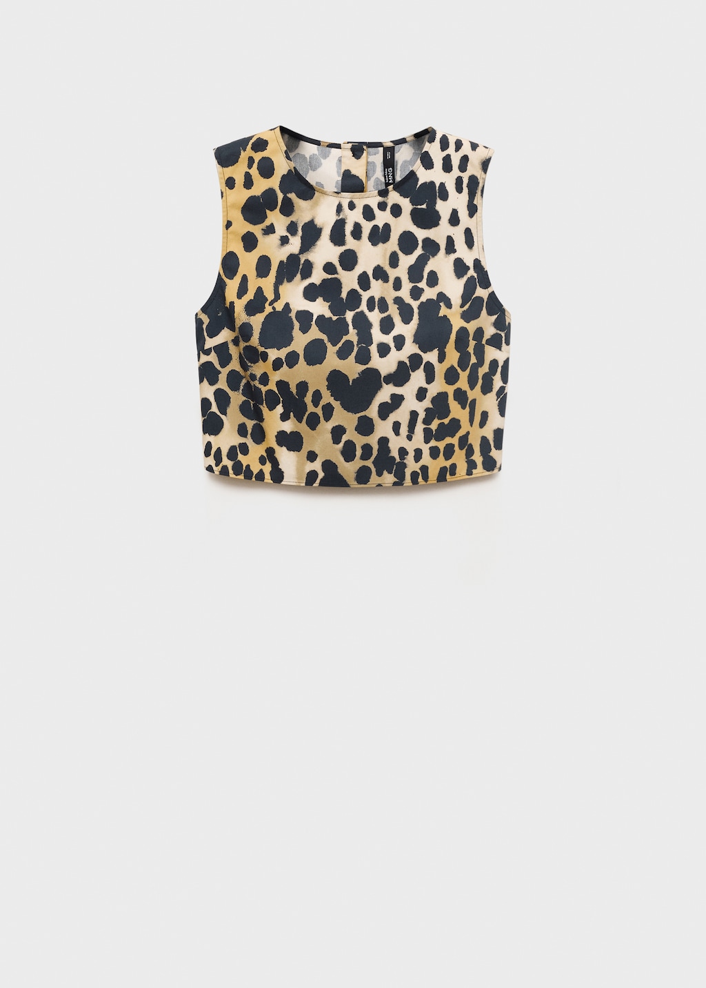 Mango Leopard-print buttoned crop top