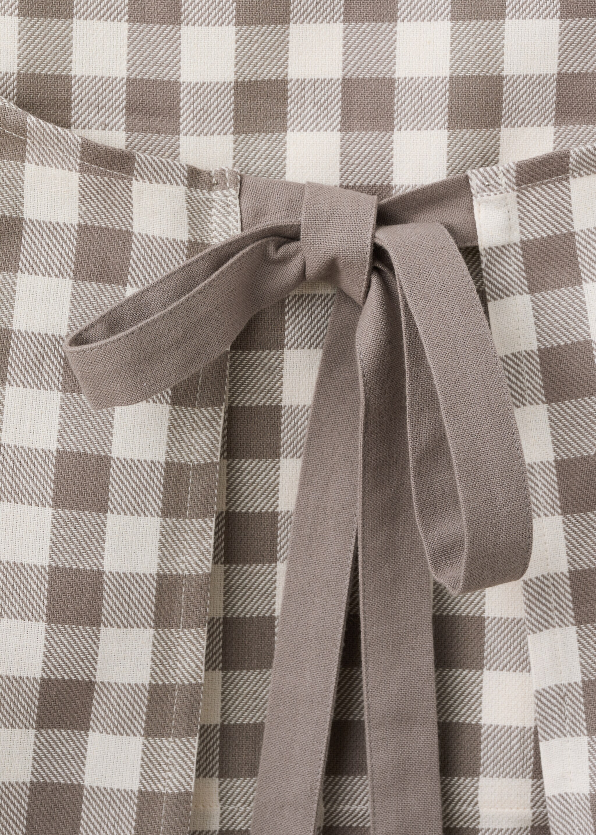 Gingham check cotton apron - Details of the article 3, Light/Pastel Brown. Ref: 17083328-00.