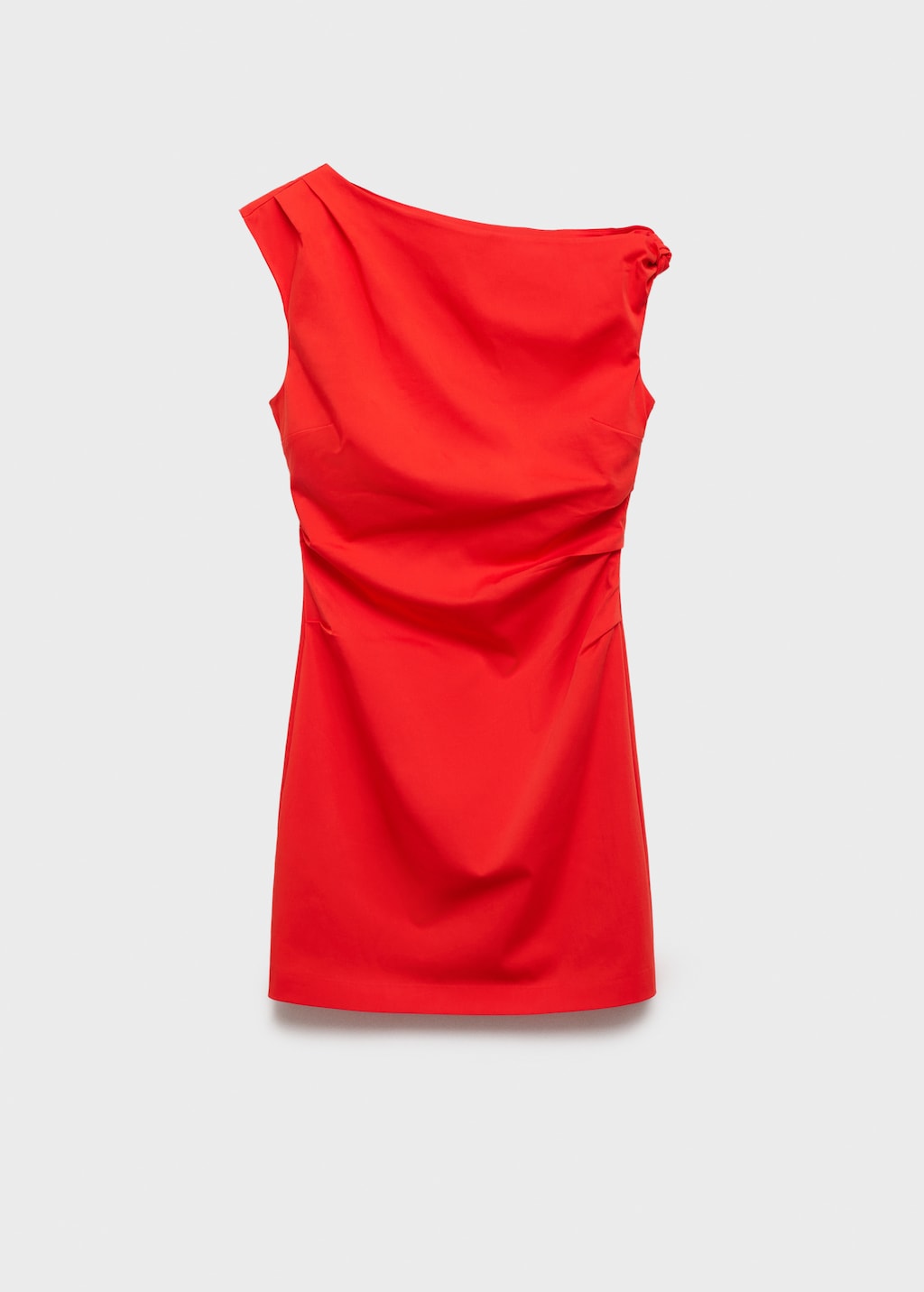 Ruched dress with asymmetrical neckline
