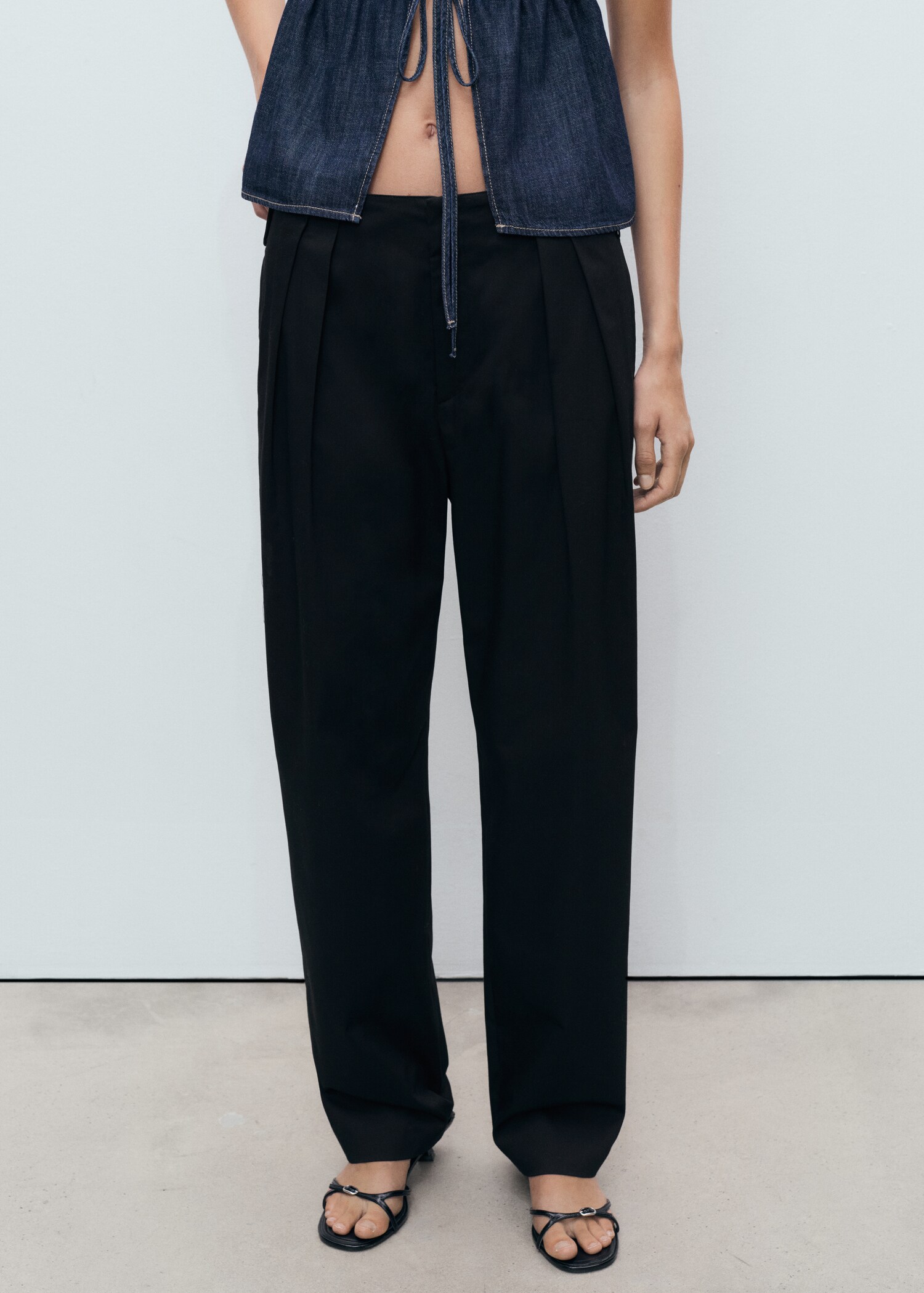Buttons cotton trousers - Medium plane