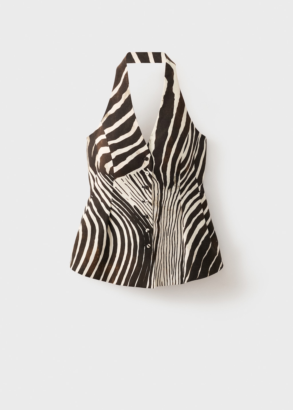 Zebra-print linen vest