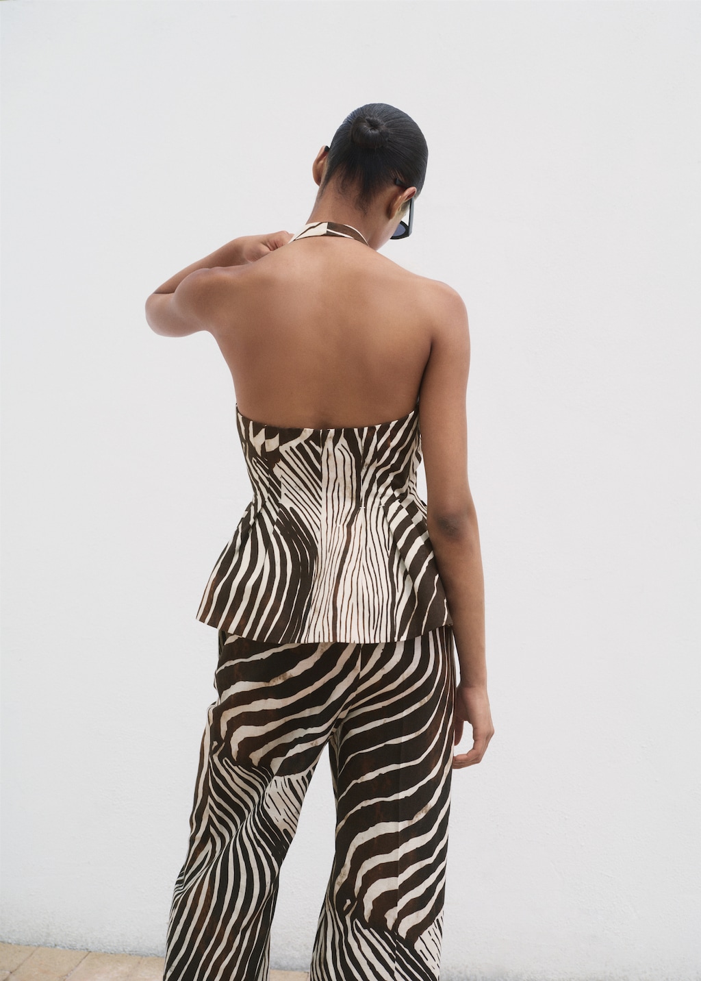 Zebra-print linen vest