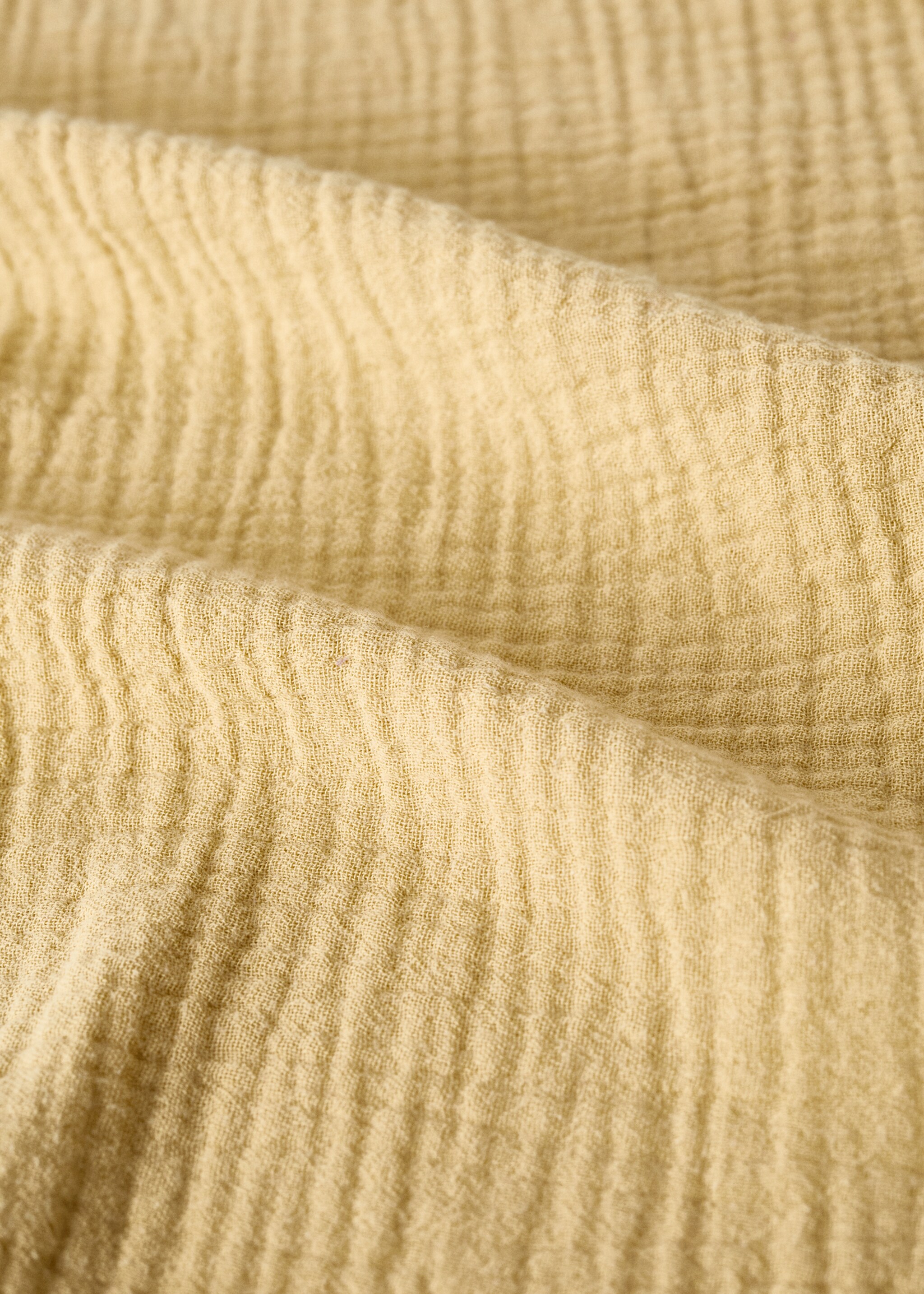Cotton muslin baby blanket - Details of the article 1, Yellow. Ref: 17083333-00.