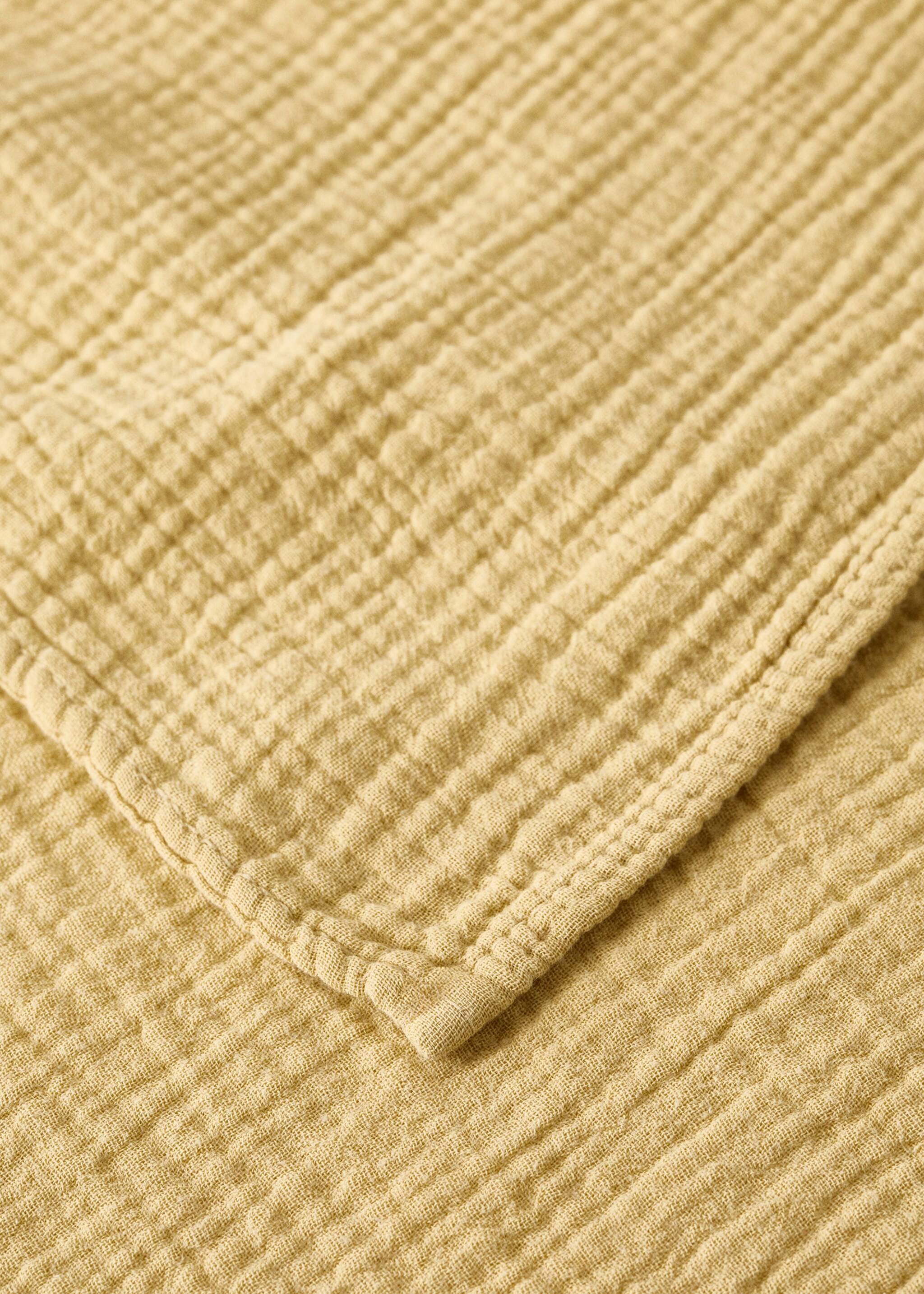 Cotton muslin baby blanket - Details of the article 2, Yellow. Ref: 17083333-00.