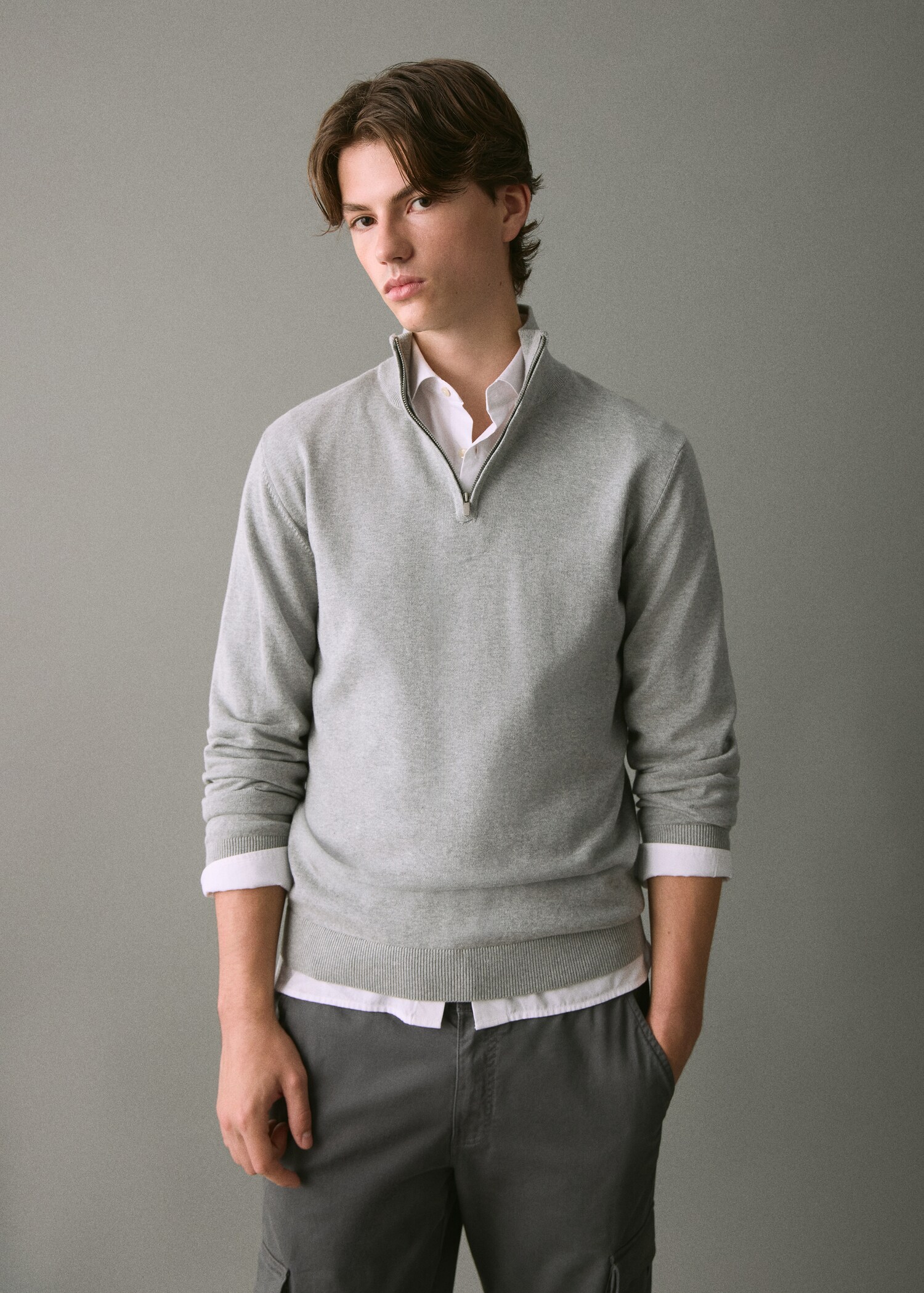 Pull-over coton col perkins - Plan moyen