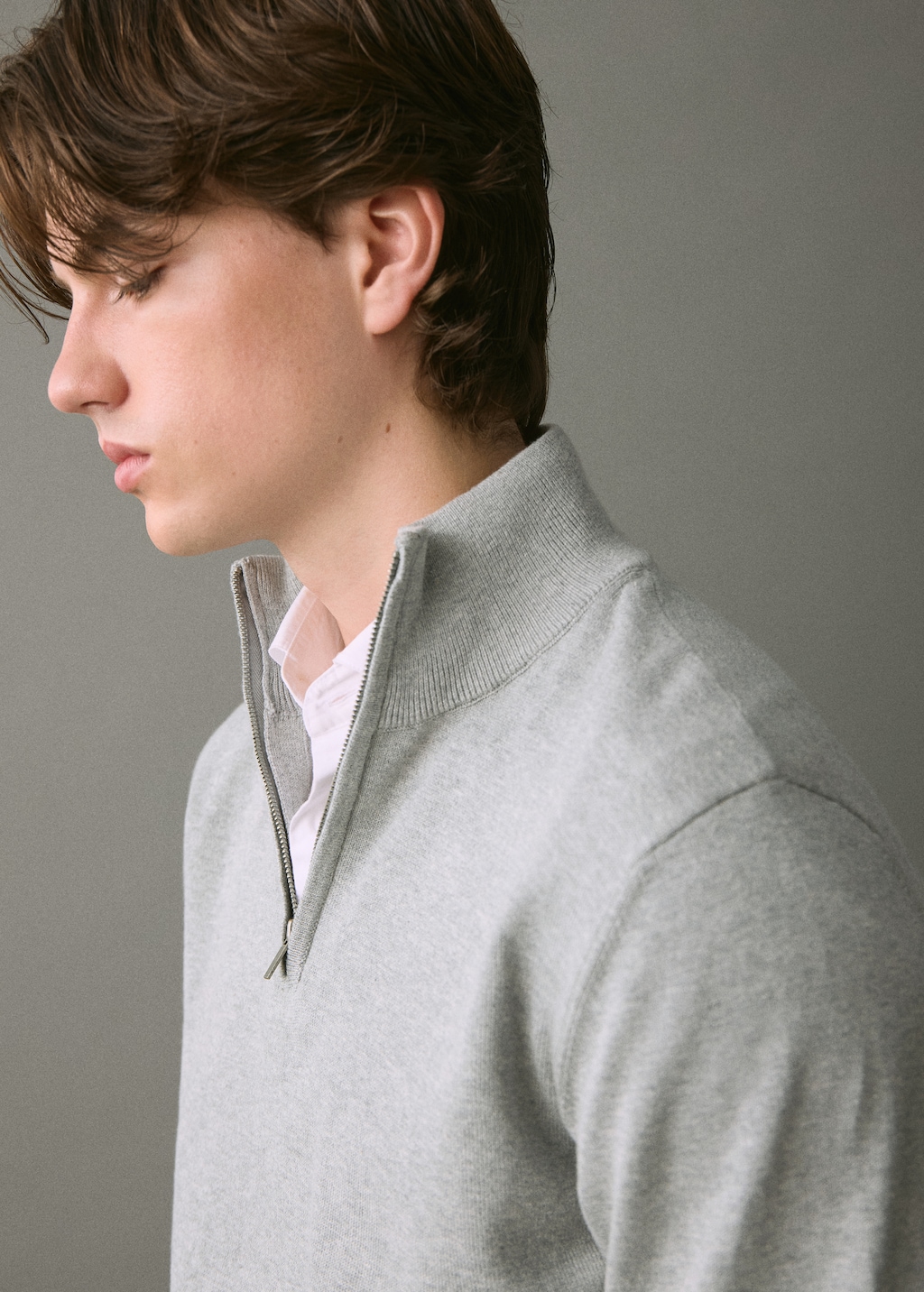Cotton sweater with perkins neck