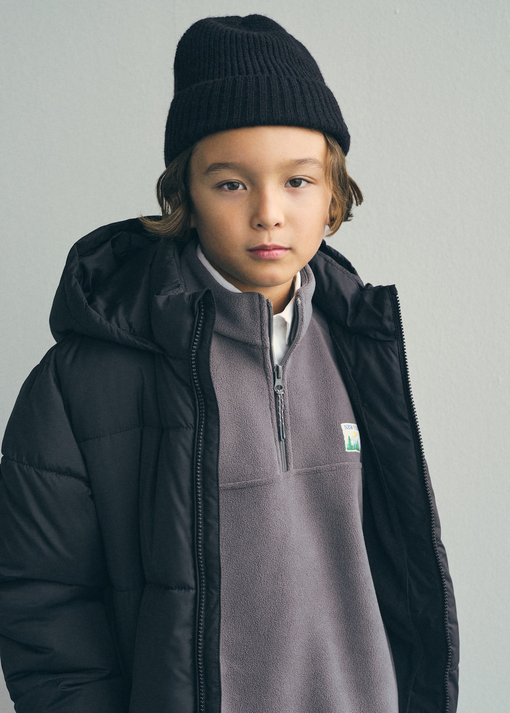 Long coat with padded lining