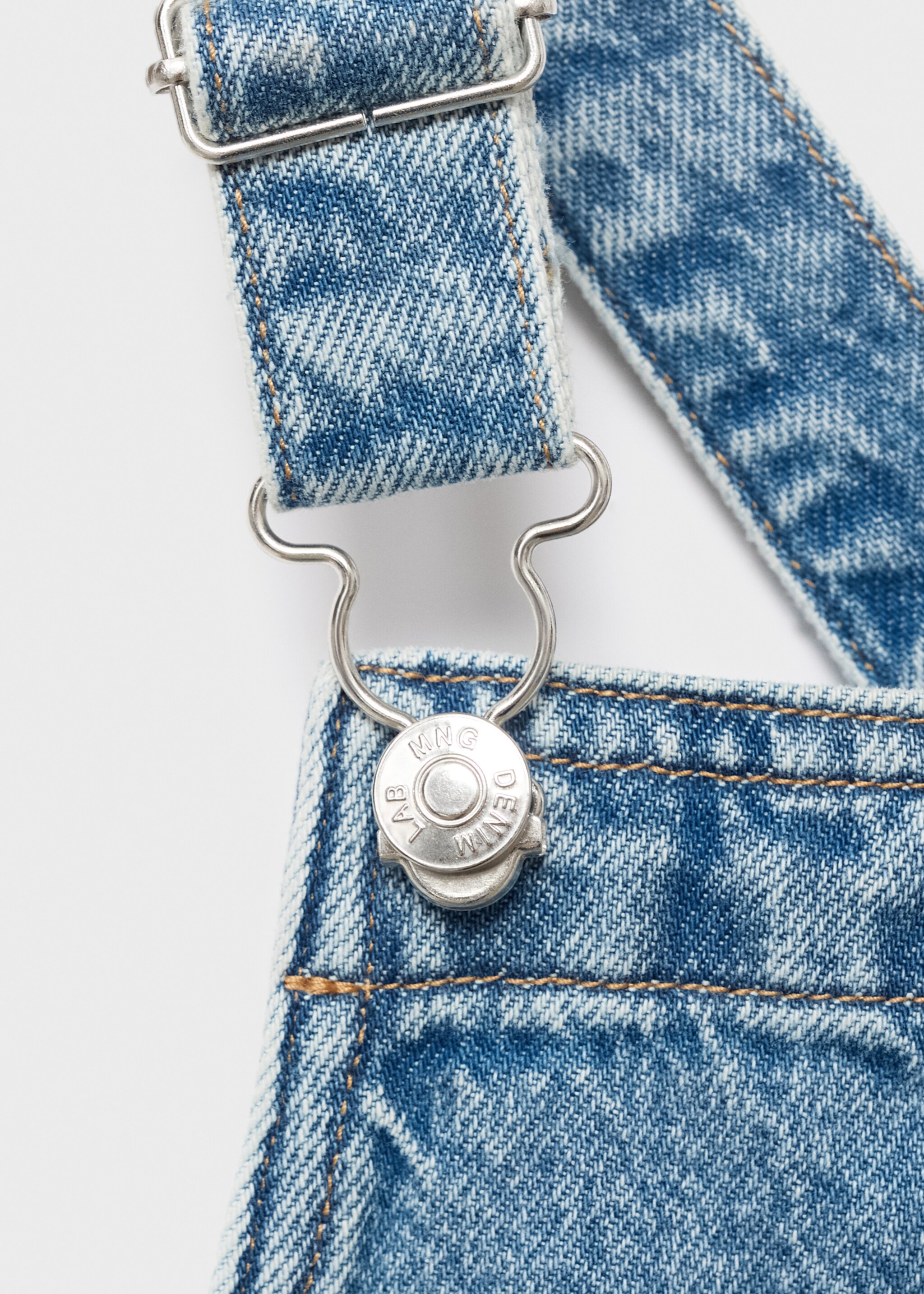 Denim pinafore with stars - Details of the article 8, Medium Blue. Ref: 17083795-00.