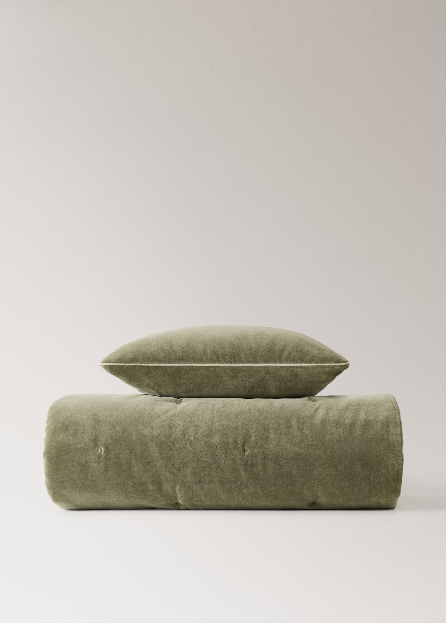 Cotton velvet bedspread for end of bed 85x200 cm - Details of the article 3