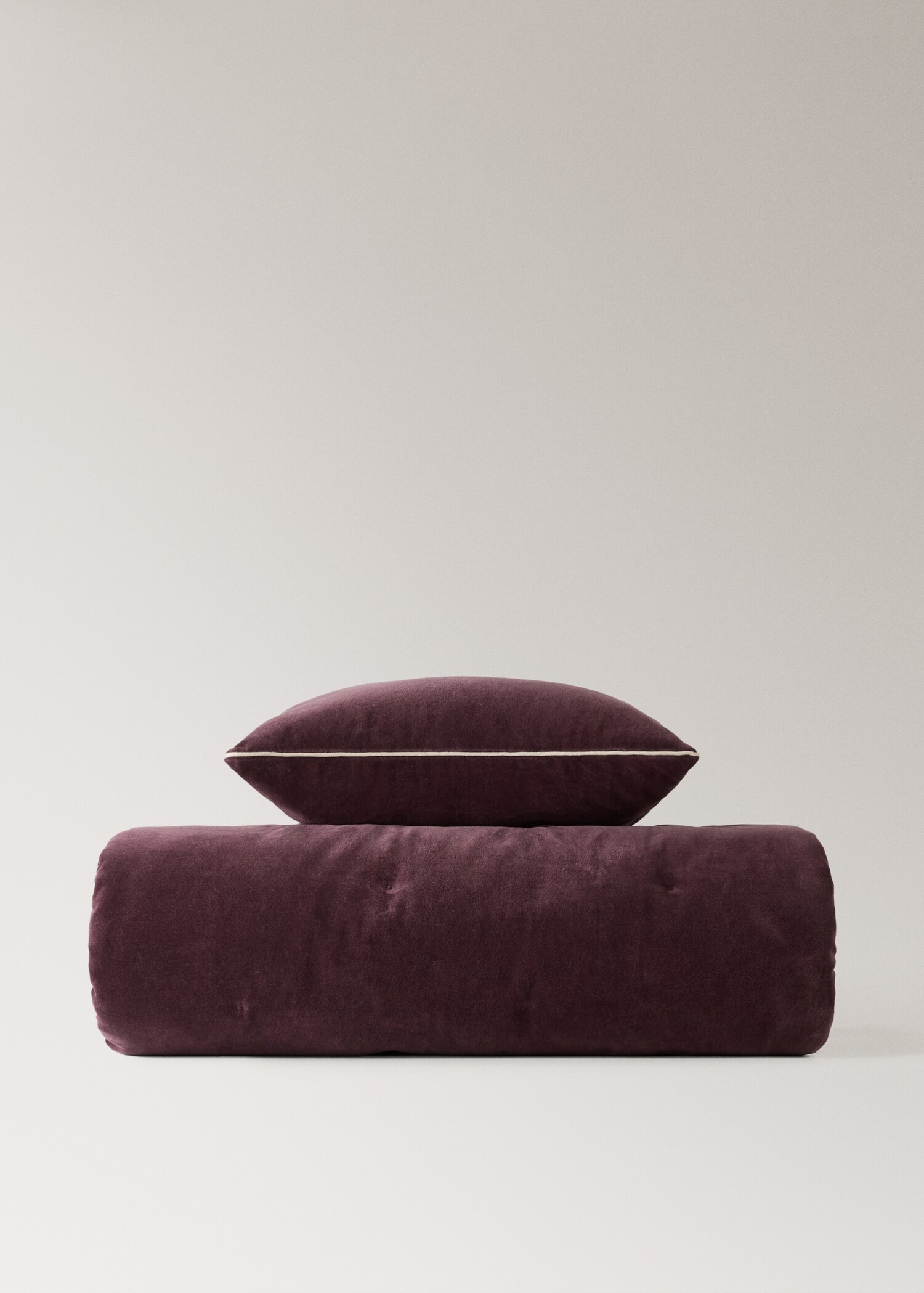 Cotton velvet bedspread for end of bed 85x200 cm - Details of the article 3