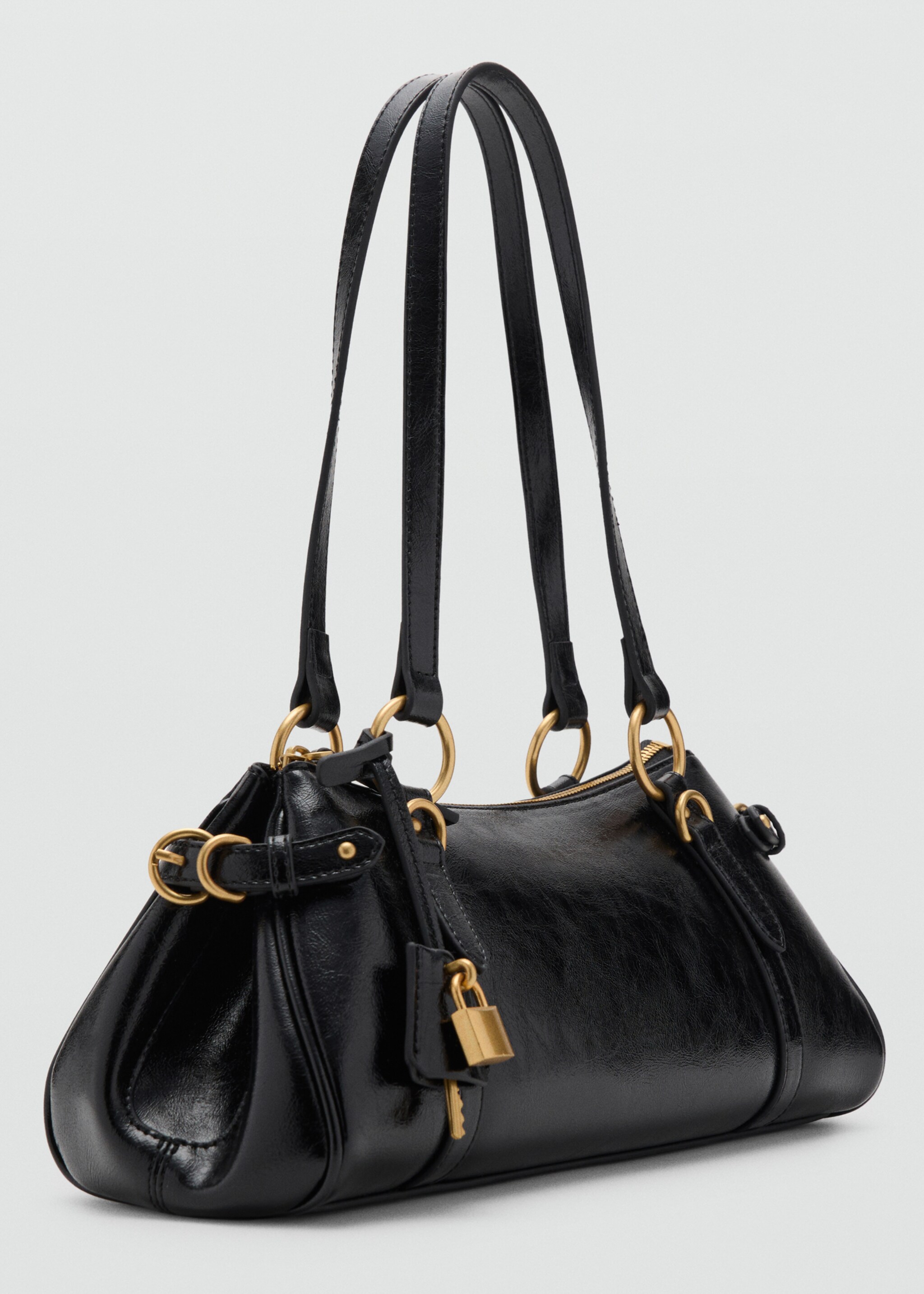 Bowling shoulder bag with charm - Medium plane, Black. Ref: 17083824-00.