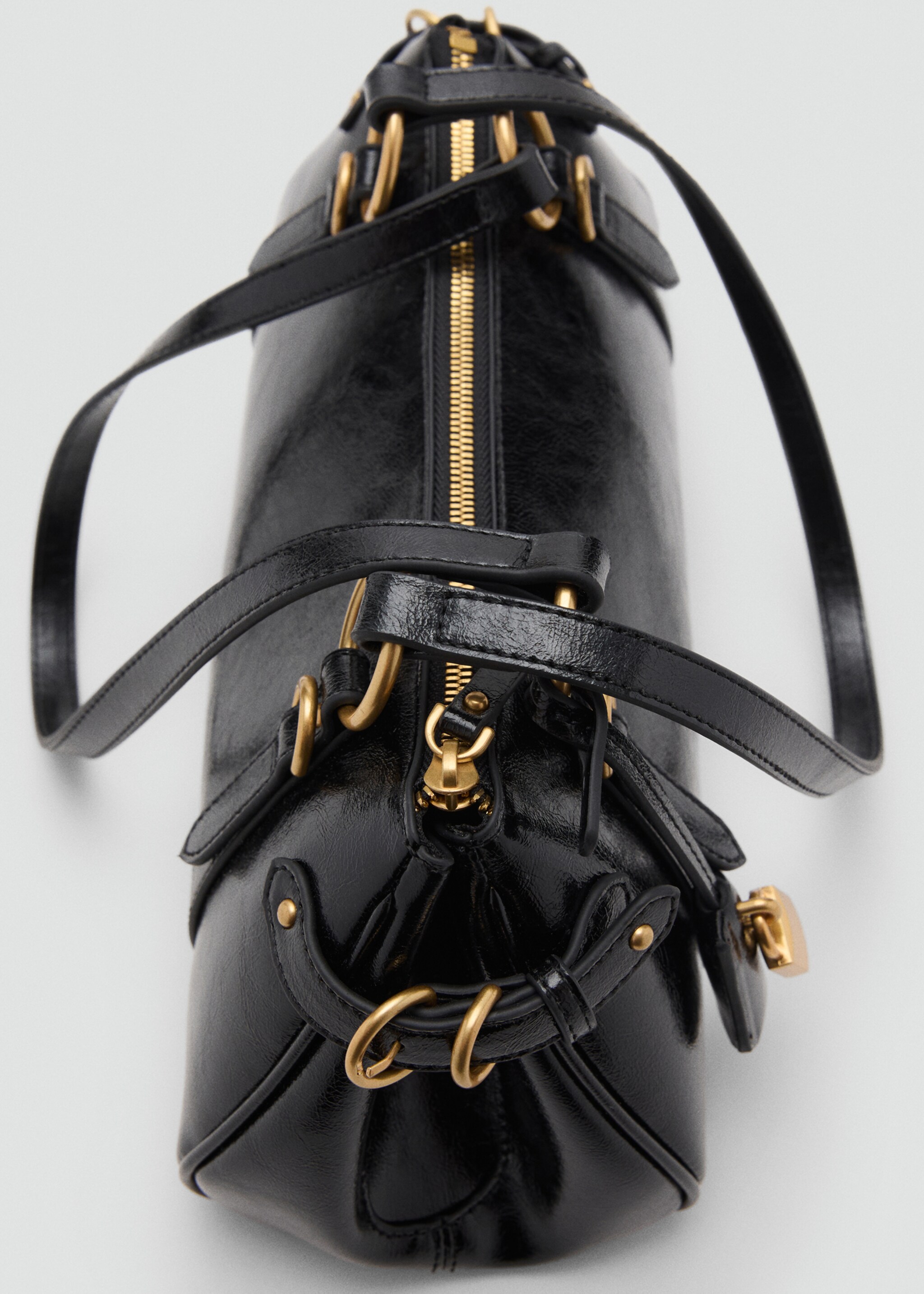 Bowling shoulder bag with charm - Details of the article 3, Black. Ref: 17083824-00.