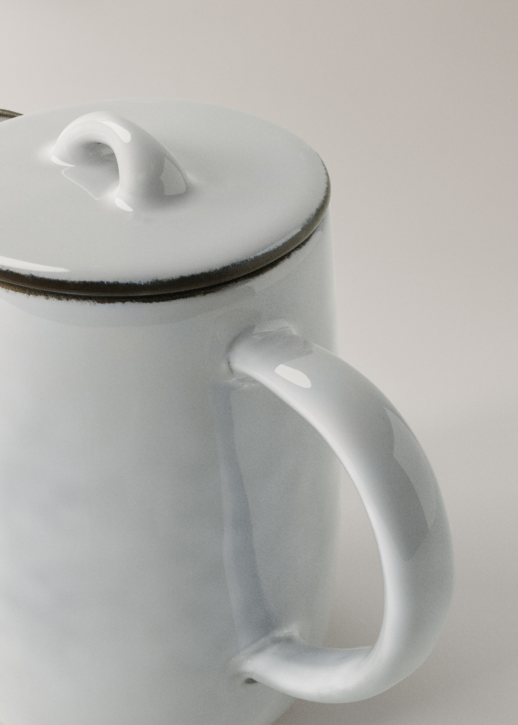 Contrast stoneware teapot - Details of the article 1, White. Ref: 17083825-00.