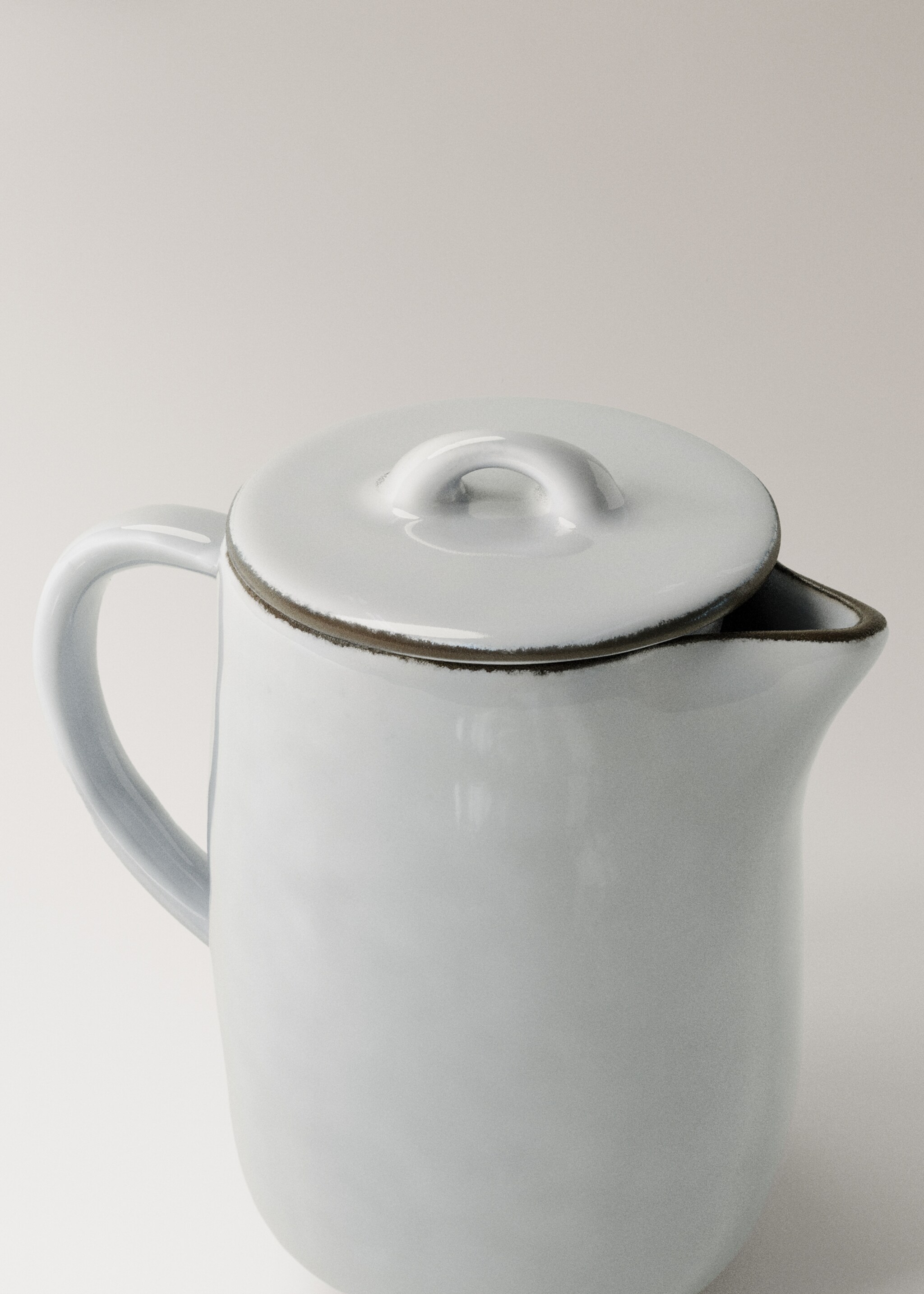 Contrast stoneware teapot - Details of the article 2, White. Ref: 17083825-00.