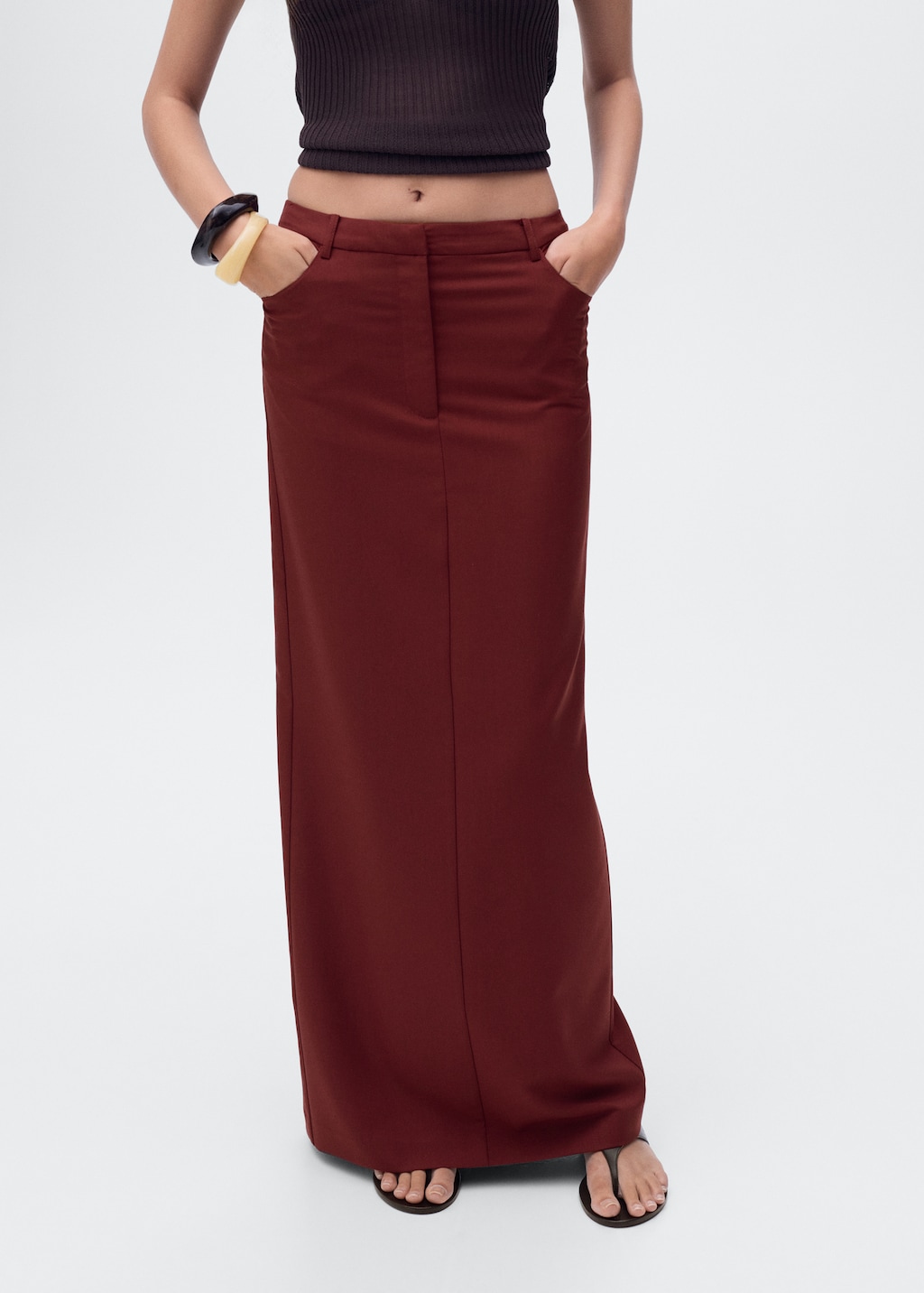 Mango Long pencil skirt with opening