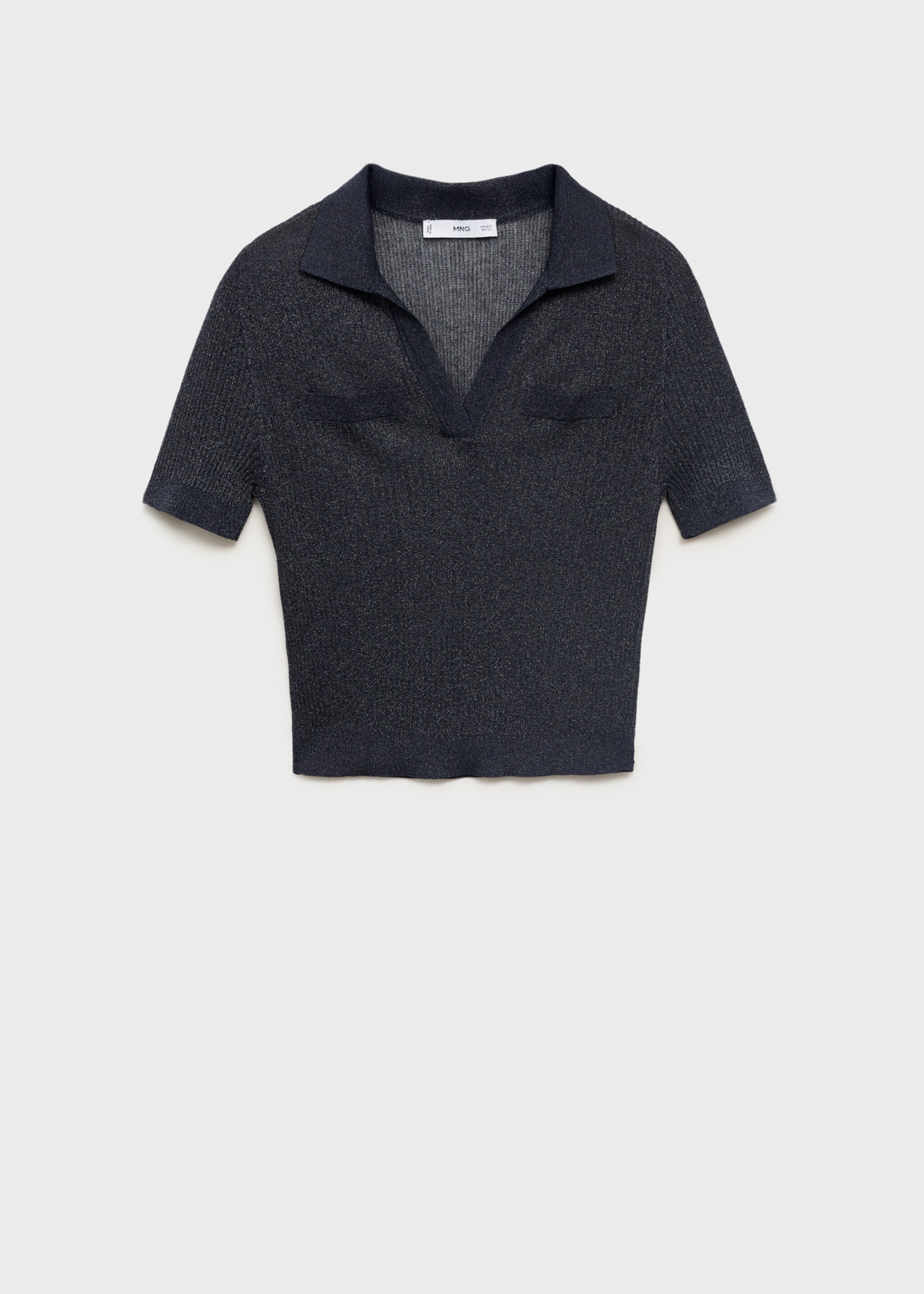 Lurex knitted V-neck sweater - Article without model, Navy. Ref: 17084073-00.